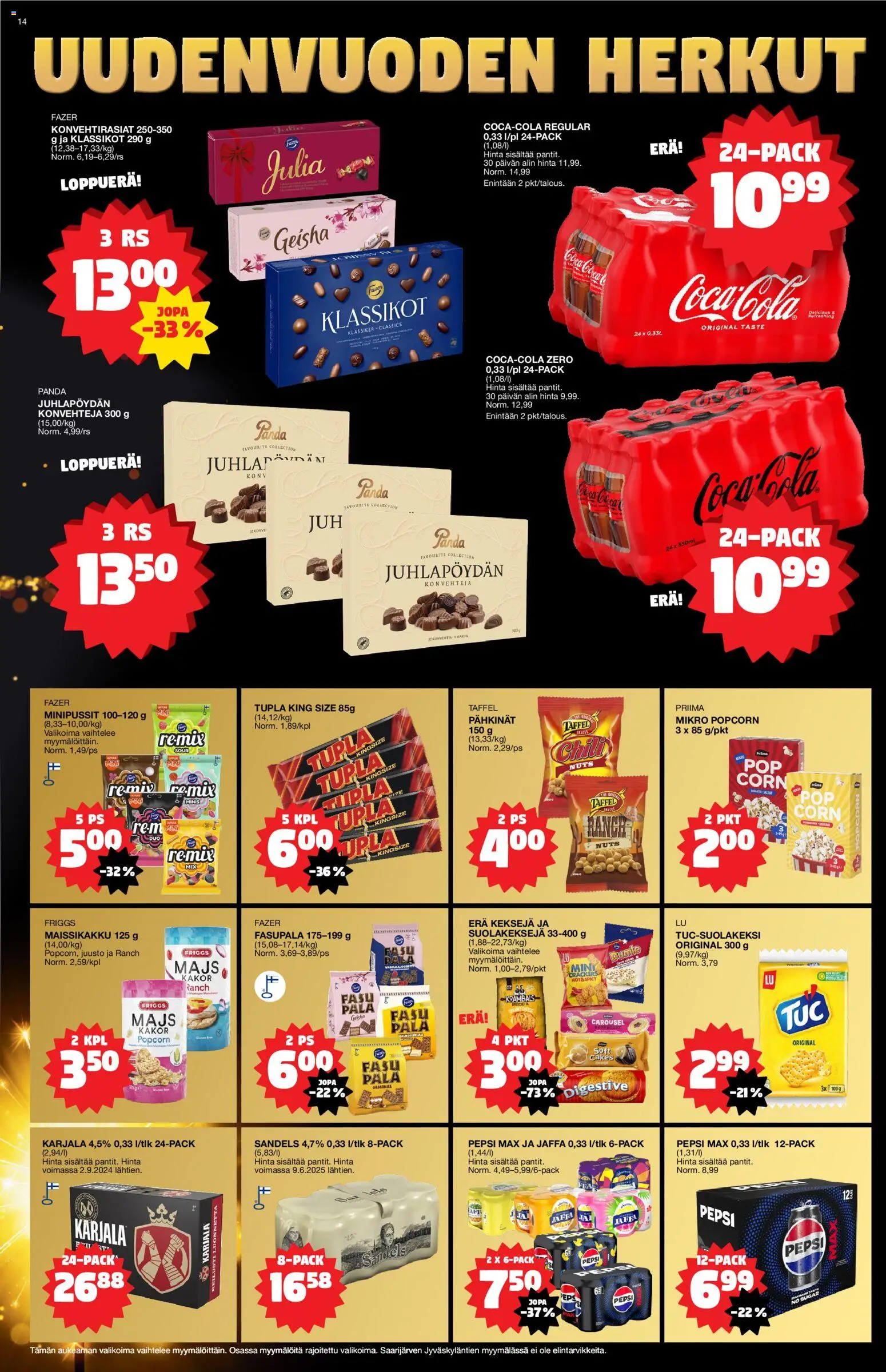 Tokmanni - Tarjoussanomat – voimassa 22.12.2025 alkaen | Sivu: 14 | Tuotteet: Chili, Juusto, Pepsi, Pähkinät