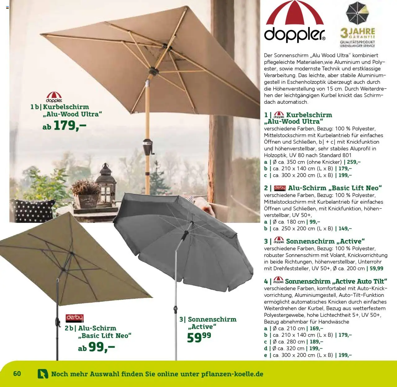 Pflanzen-Kölle Gartenmöbel Katalog 2025 – gültig ab 22.01.2025 | Seite: 60 | Produkte: Sonnenschirm