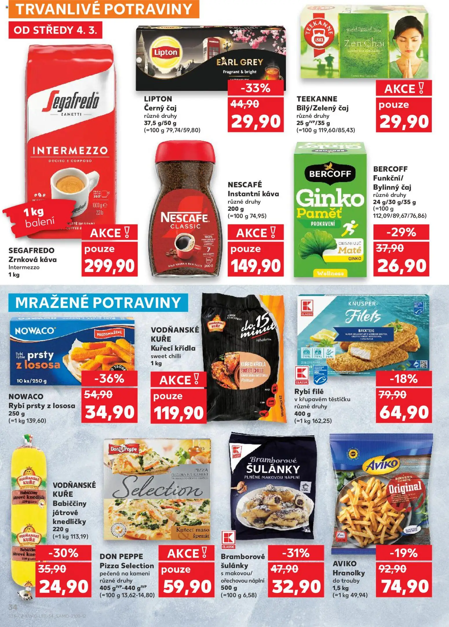 Kaufland leták - Chomutov od 04.03.2026 | Strana: 34 | Produkty: Káva, Kuřecí maso, Teekanne, Segafredo
