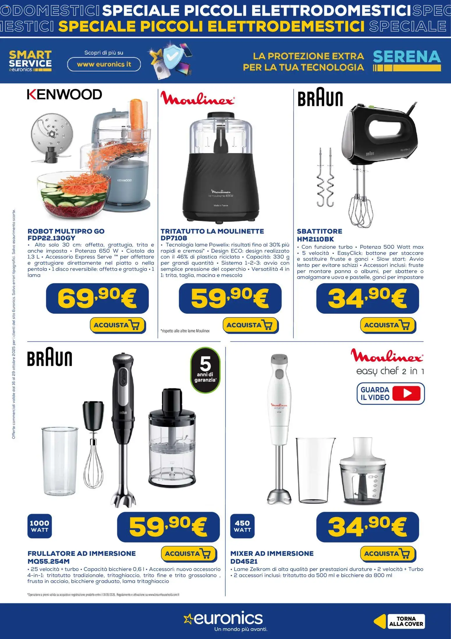 Volantino Euronics del 16.10.2025 | Pagina: 5 | Prodotti: Tritatutto, Robot, Grattugiare, Ciotola