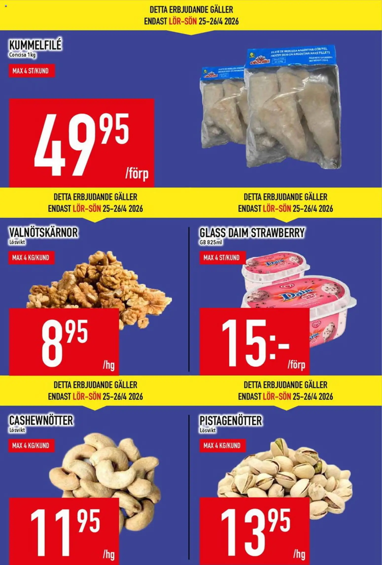 Matdax reklamblad aktuell från 20.04.2026 | Sida: 7 | Produkter: Galler, Cashewnötter, Glass