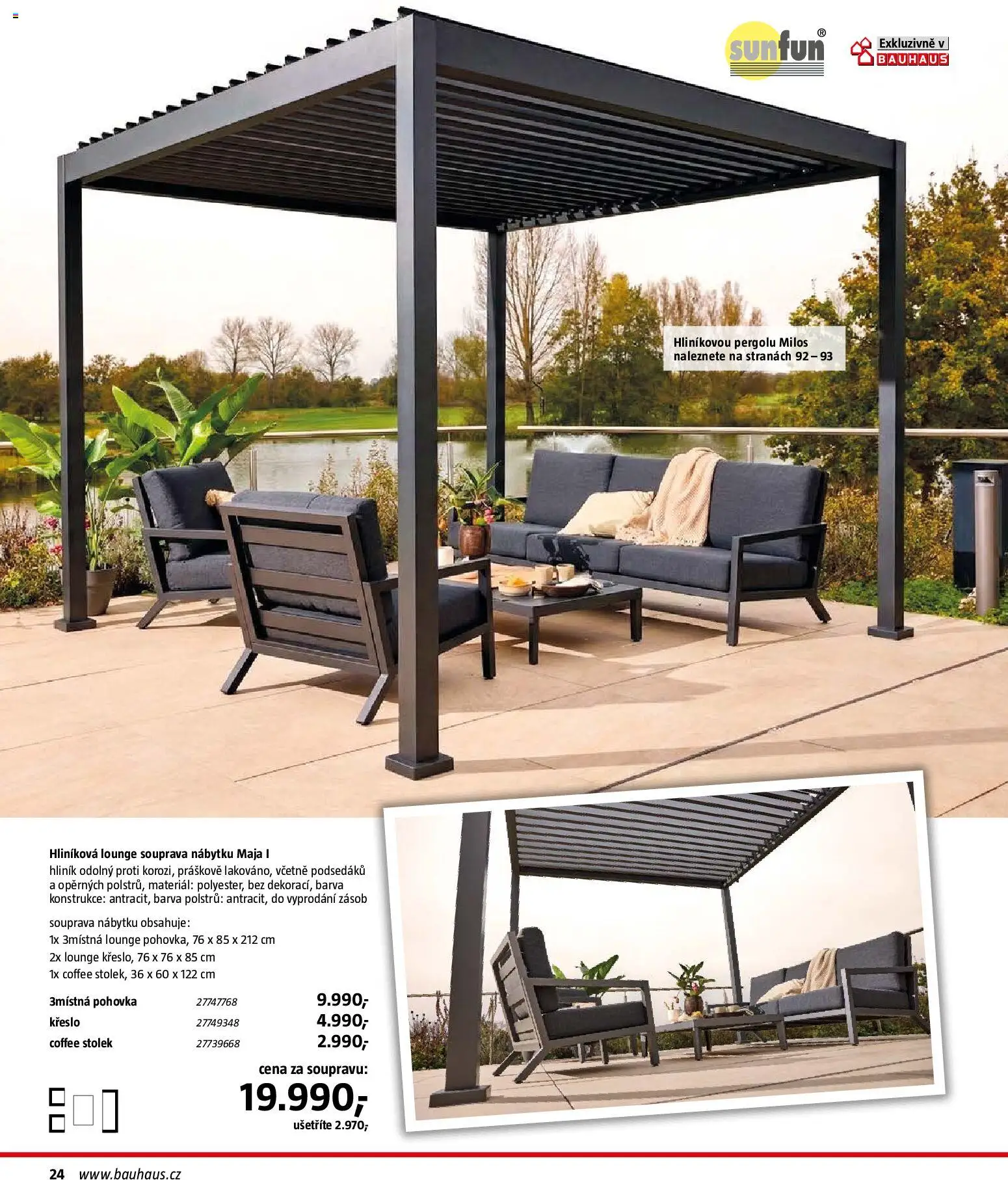 Bauhaus katalog Záhradní nábytek od 08.04.2026 | Strana: 24 | Produkty: Pohovka, Křeslo, Stolek