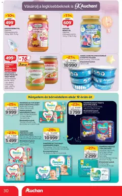 Auchan akciós ujság - amely érvényes a következő dátumtól: 17.07.2025 | Oldal: 30 | Termékek: Pampers, Törlőkendő, Brokkoli, Bébiétel