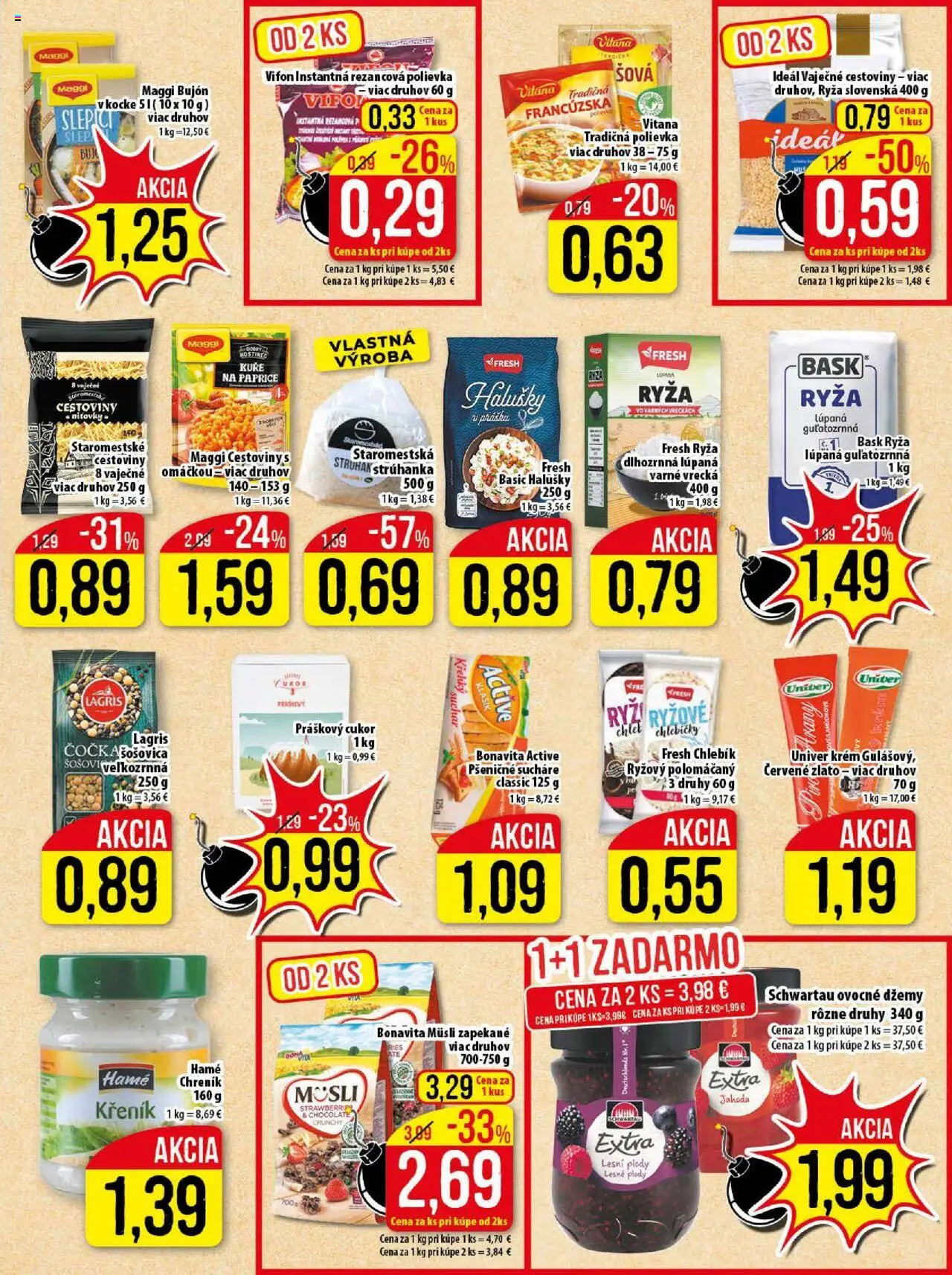 Klas leták │ platný od 21.07.2025 | Strana: 14 | Produkty: Ryža, Cestoviny, Práškový cukor, Krém
