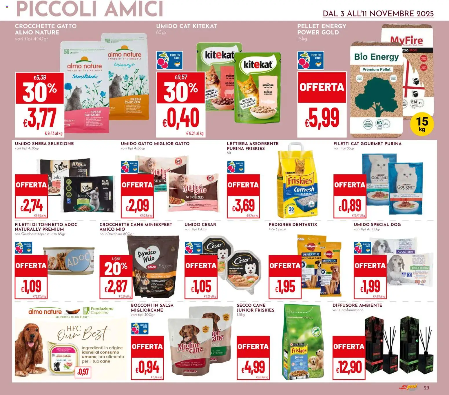 Volantino Pan del 03.11.2025 | Pagina: 23 | Prodotti: Manzo, Verdure, Salsa, Crocchette gatto