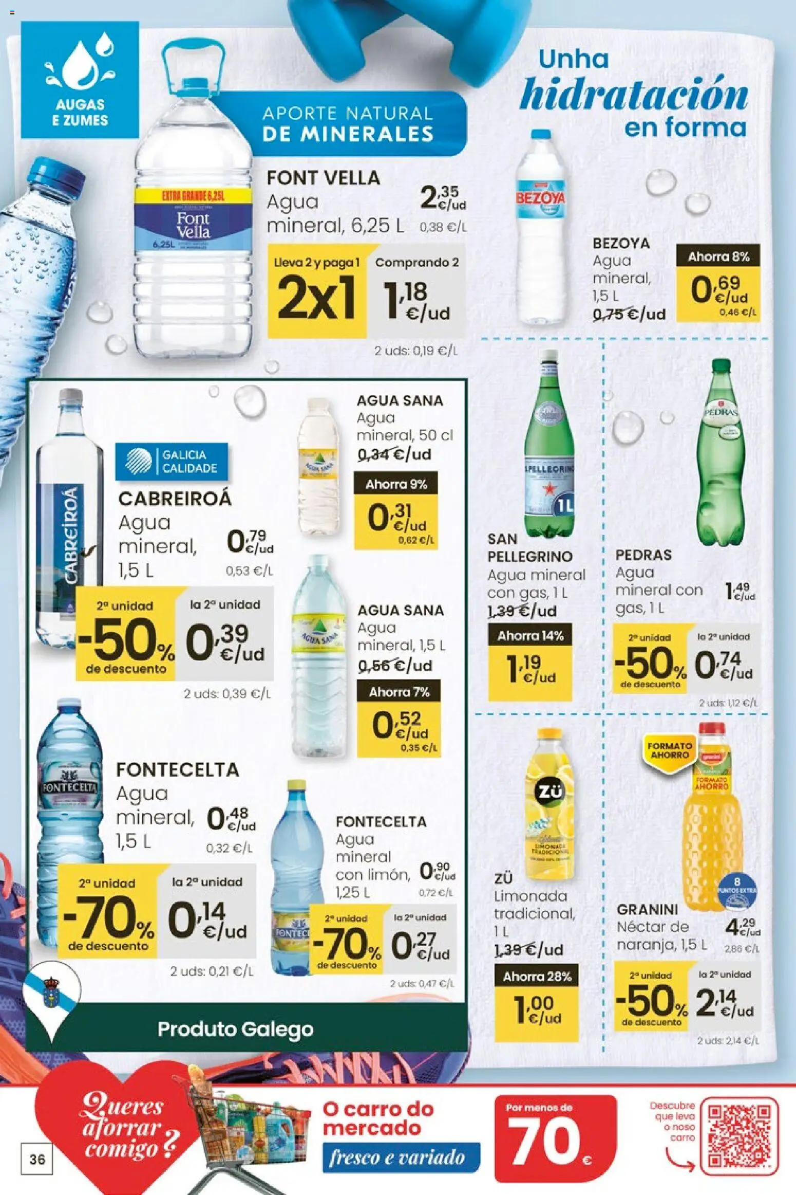 Eroski ¿Quieres ahorrar conmigo? │ válido desde el 26.03.2026 | Página: 36 | Productos: Limonada, Néctar, Agua mineral