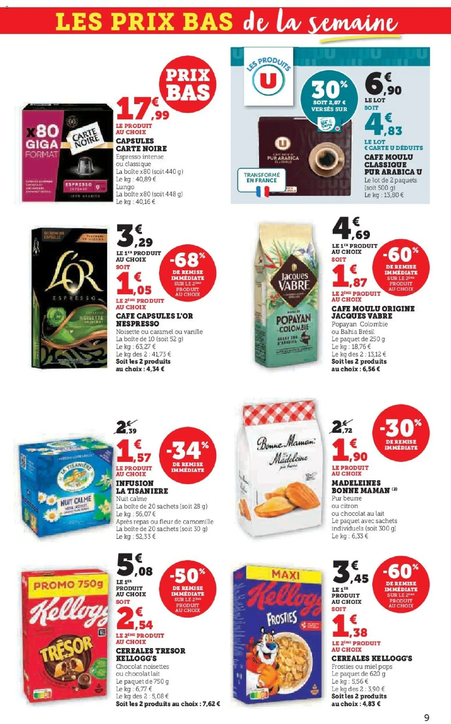 {H1} | Page: 9 | Produits: Citron, Lait, Café, Chocolat