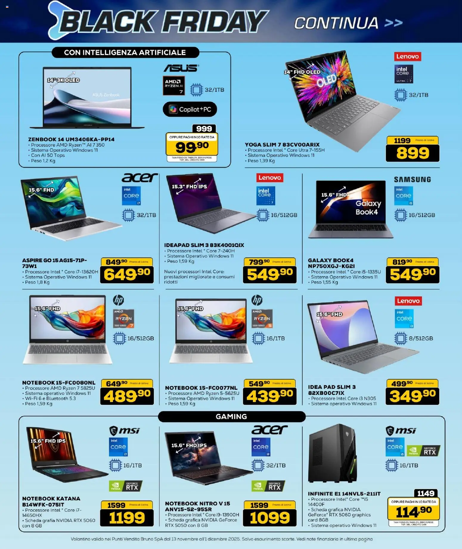 Volantino BRUNO del 13.11.2025 | Pagina: 10 | Prodotti: Notebook, Tè, Samsung