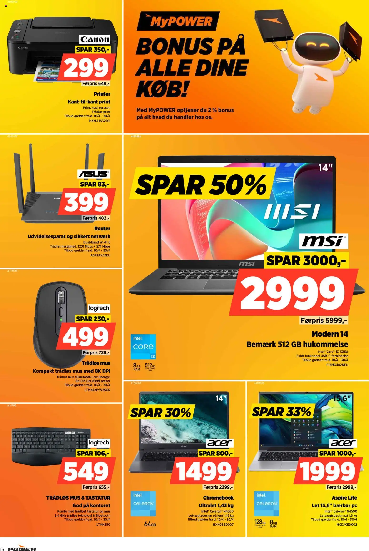 Power tilbudsavis – gyldig fra 24.04.2026 | Side: 16 | Produkter: Printer, Mus, Tastatur, Router