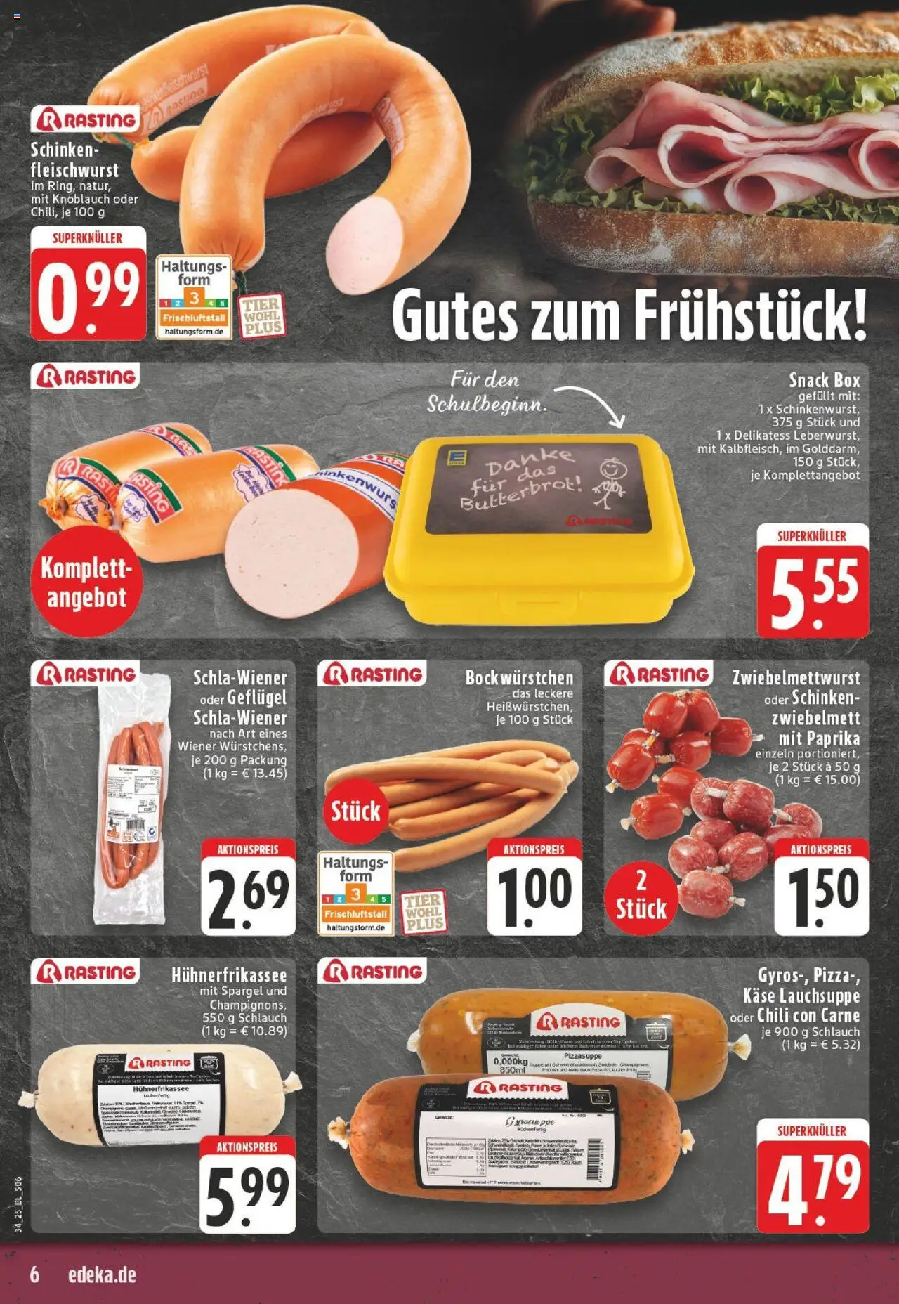 Edeka prospekt Brilon	 - gültig ab dem 17.08.2025 | Seite: 6 | Produkte: Käse, Box, Schinken, Pizza