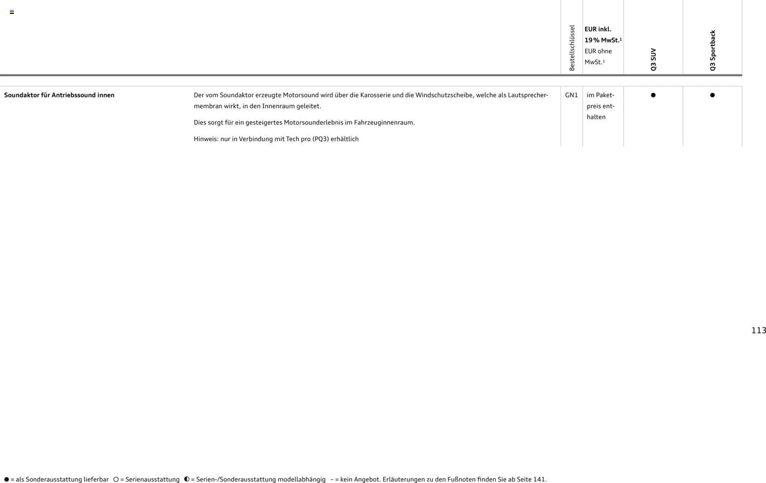 Audi Q3 – gültig ab 29.01.2026 | Seite: 113 | Produkte: Lautsprecher