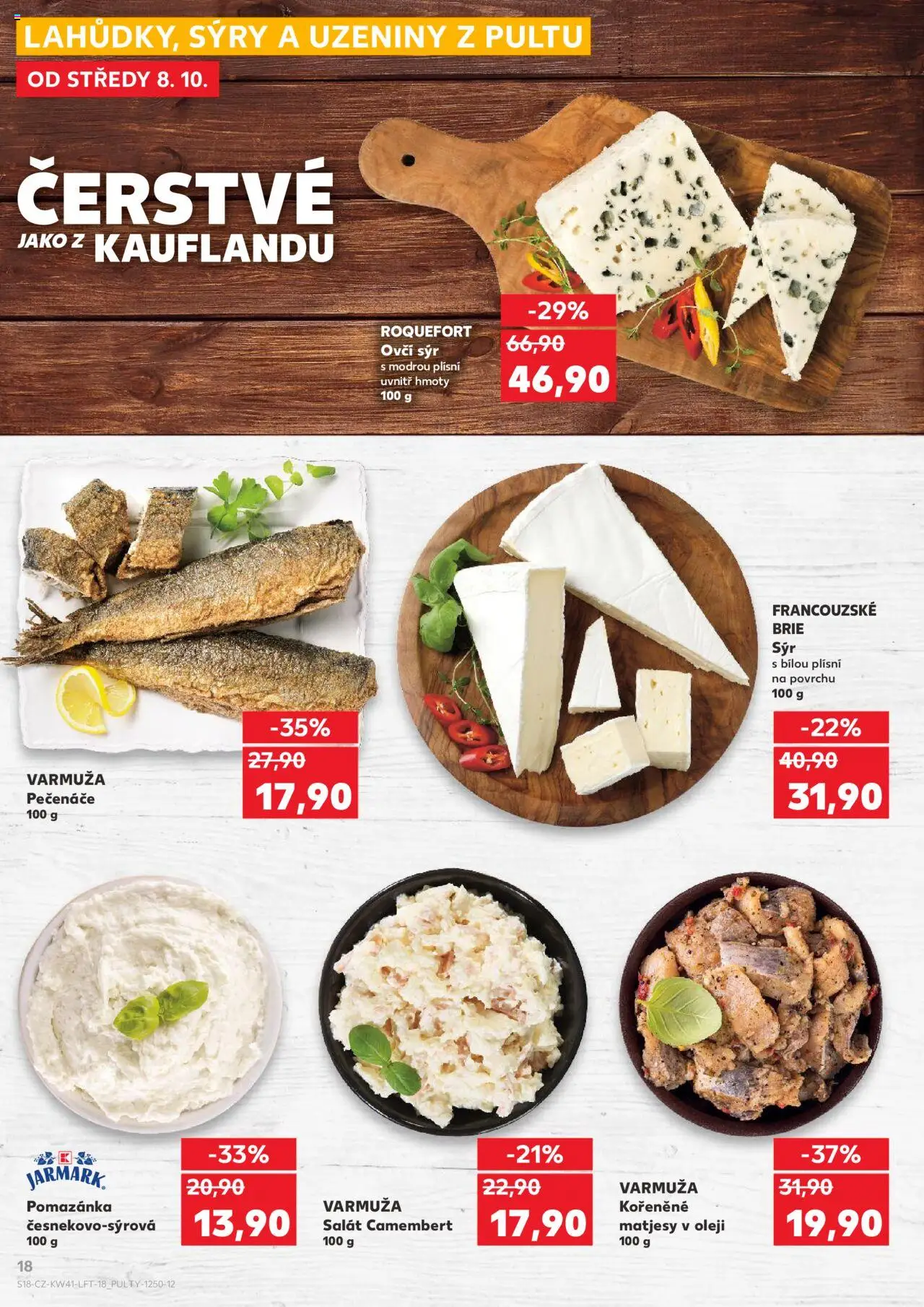 Kaufland leták od 08.10.2025 | Strana: 18 | Produkty: Sýr, Sýry, Uzeniny, Camembert
