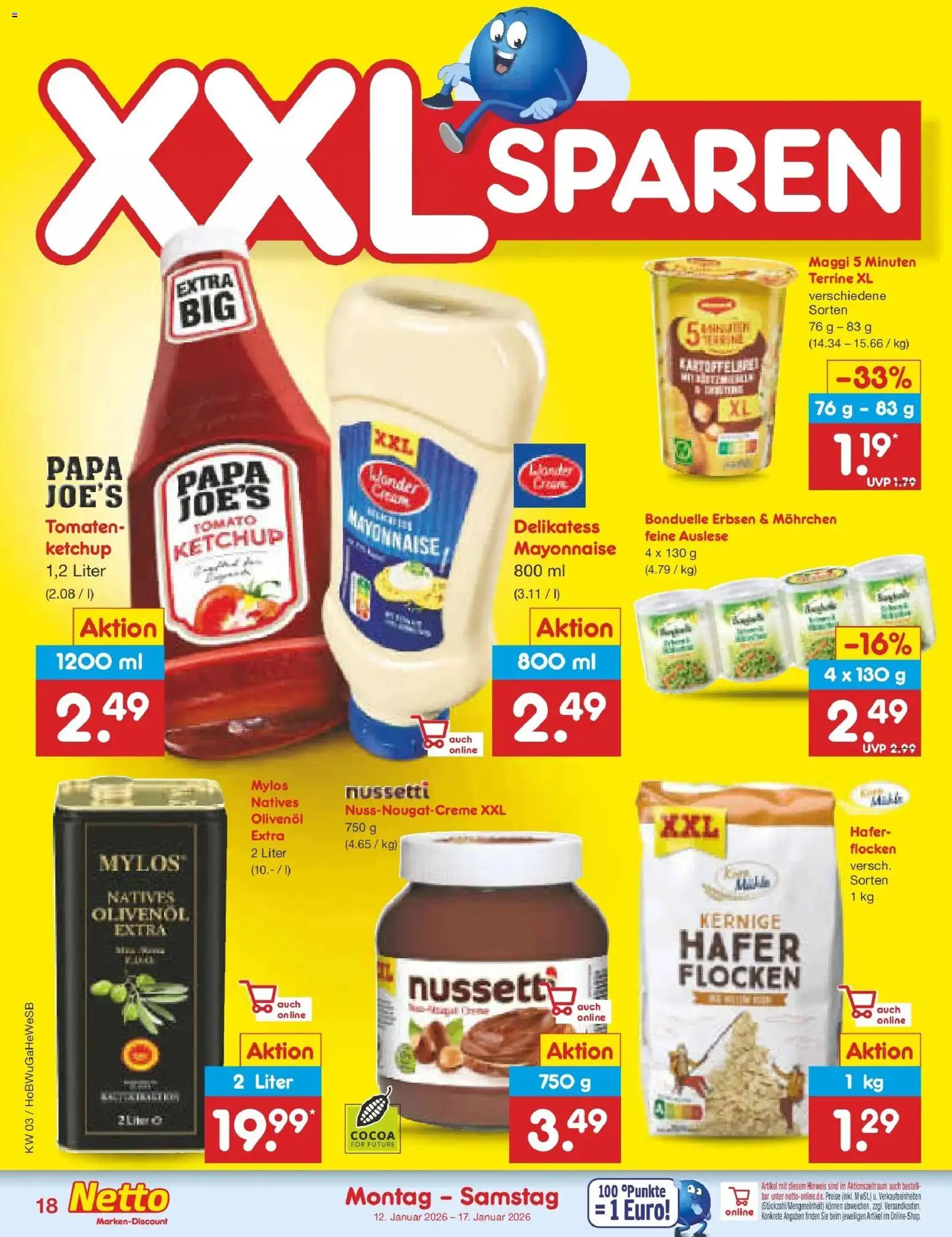 Netto Marken-Discount prospekt Hamburg	 – gültig ab 12.01.2026 | Seite: 18 | Produkte: Tomaten, Mayonnaise, Ketchup, Erbsen