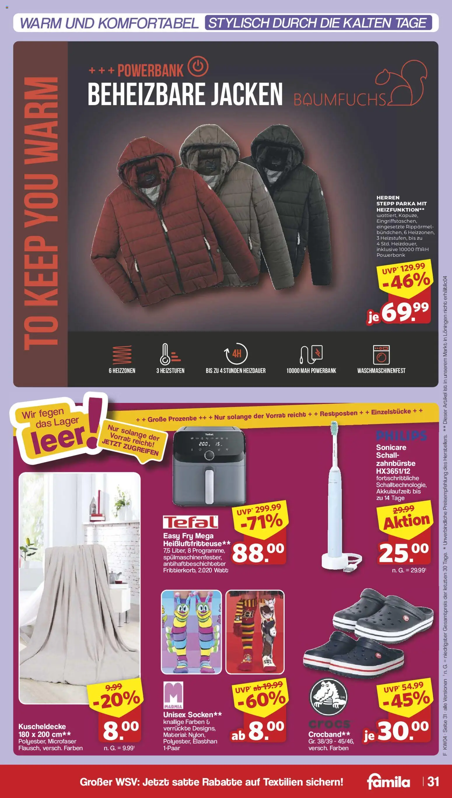 Famila Nordwest Prospekt 	 – gültig ab 19.01.2026 | Seite: 31 | Produkte: Parka, Zahnbürste, Heißluftfritteuse, Powerbank