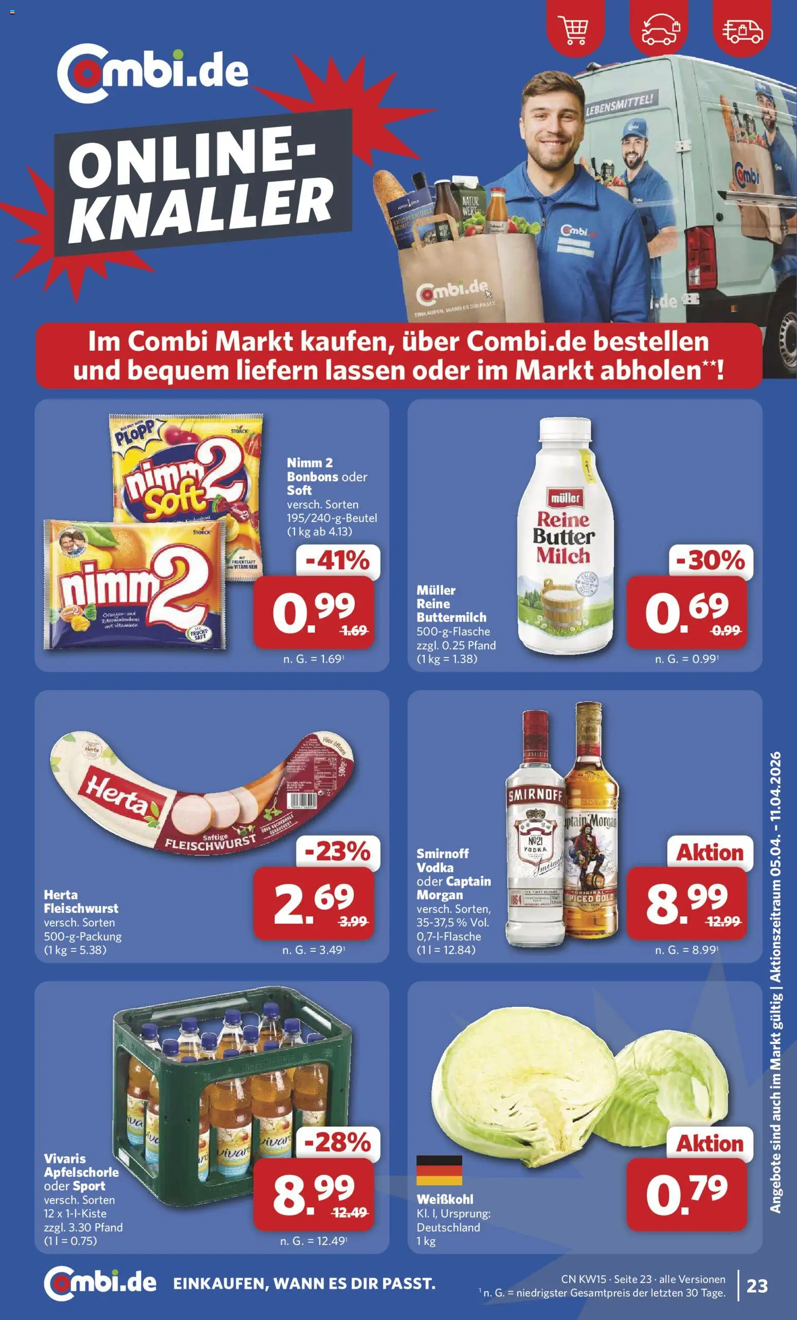 Combi Prospekt 	 – gültig ab 07.04.2026 | Seite: 25 | Produkte: Vivo, Buttermilch, Captain morgan, Vodka