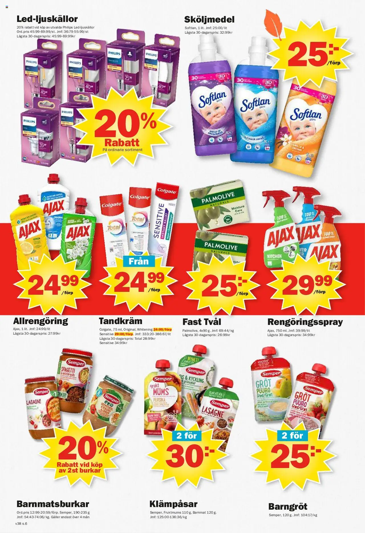 Pekås reklamblad aktuell från 15.09.2025 | Sida: 6 | Produkter: Barnmat, Tandkräm, Galler, Persika