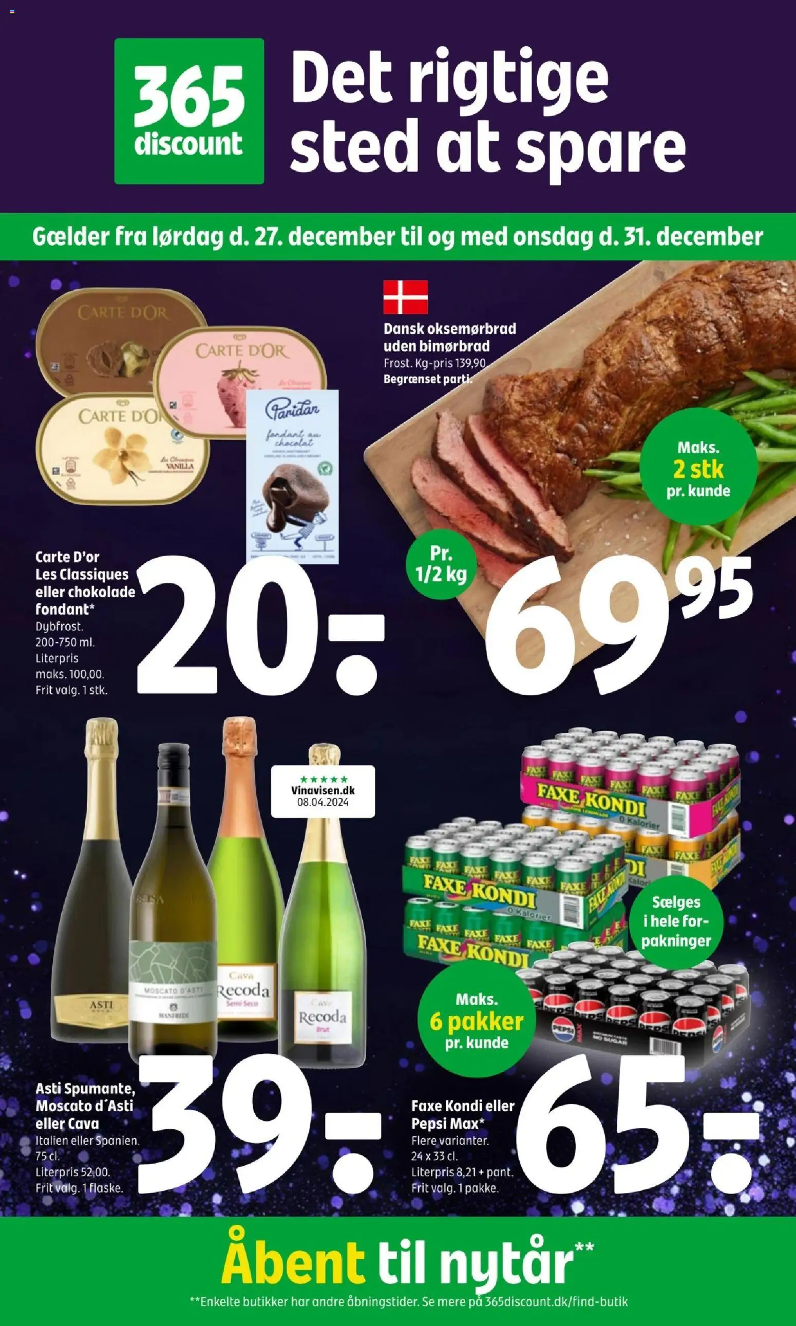 Coop 365 tilbudsavis – gyldig fra 27.12.2025 | Side: 1 | Produkter: Chokolade, Faxe Kondi, Pepsi