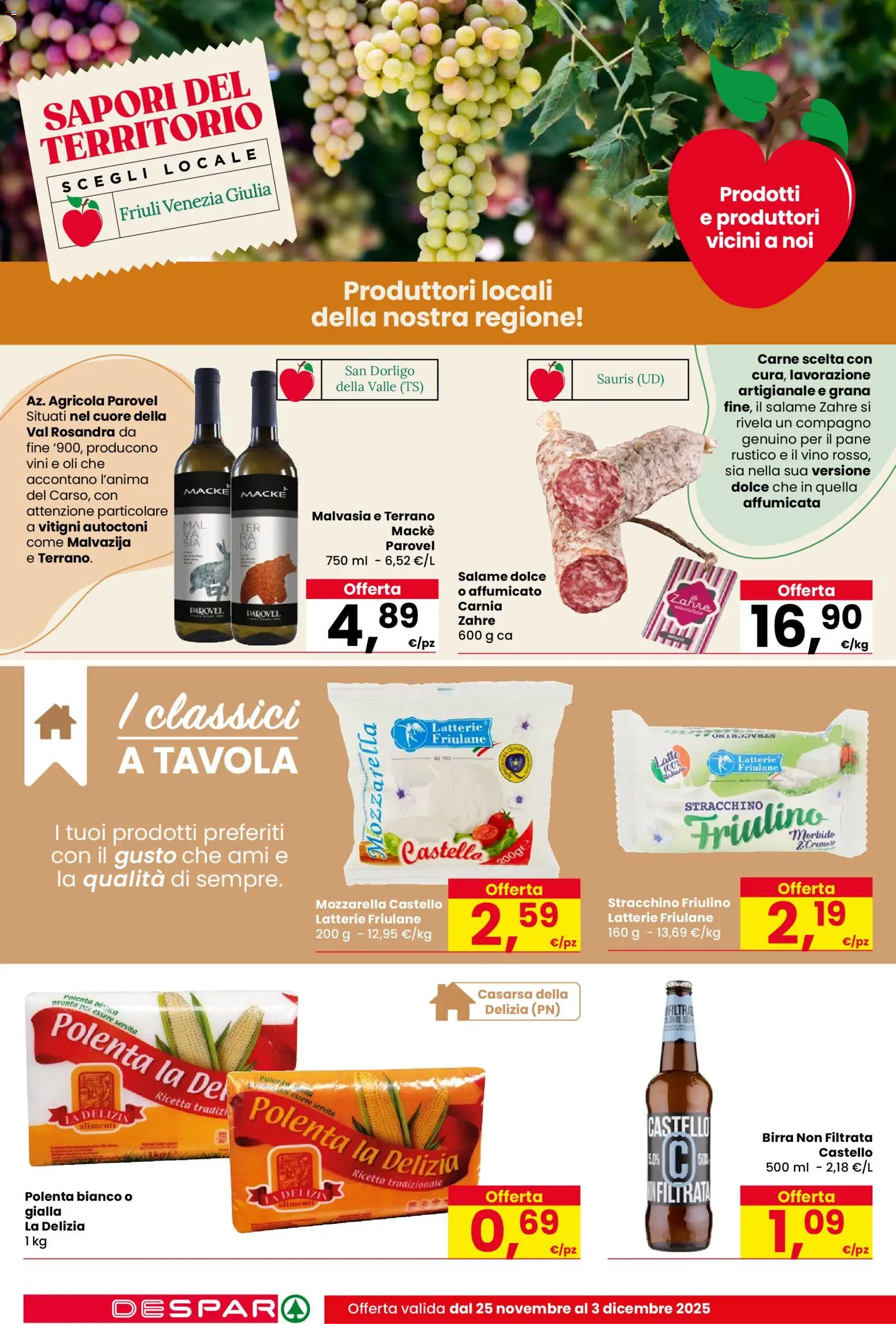 Volantino Despar del 25.11.2025 | Pagina: 12 | Prodotti: Pane, Salame, Mozzarella, Stracchino