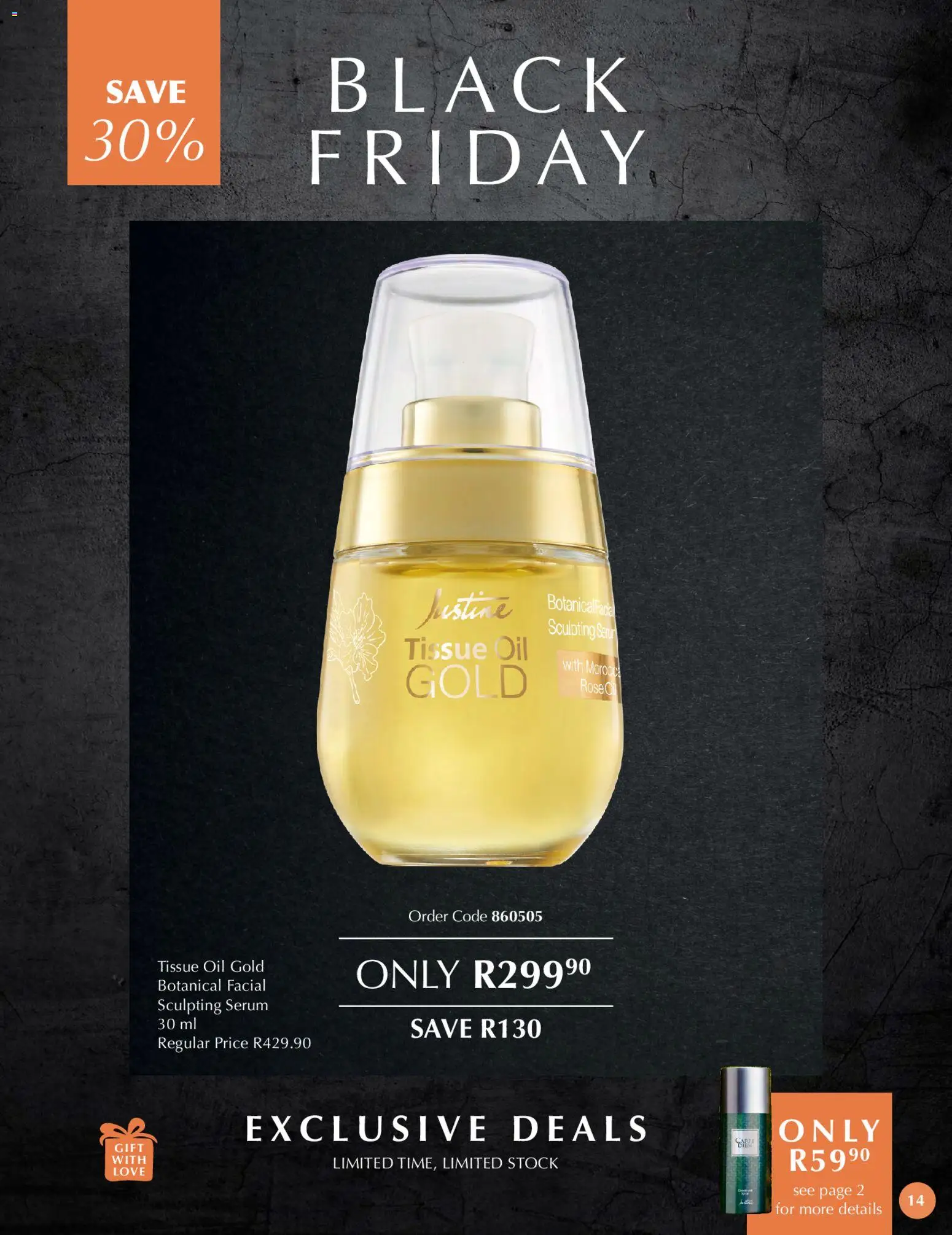 New Justine catalogue – valid from 21.11.2025 | Page: 14 | Products: Tissue oil, Serum, Oil, Stock