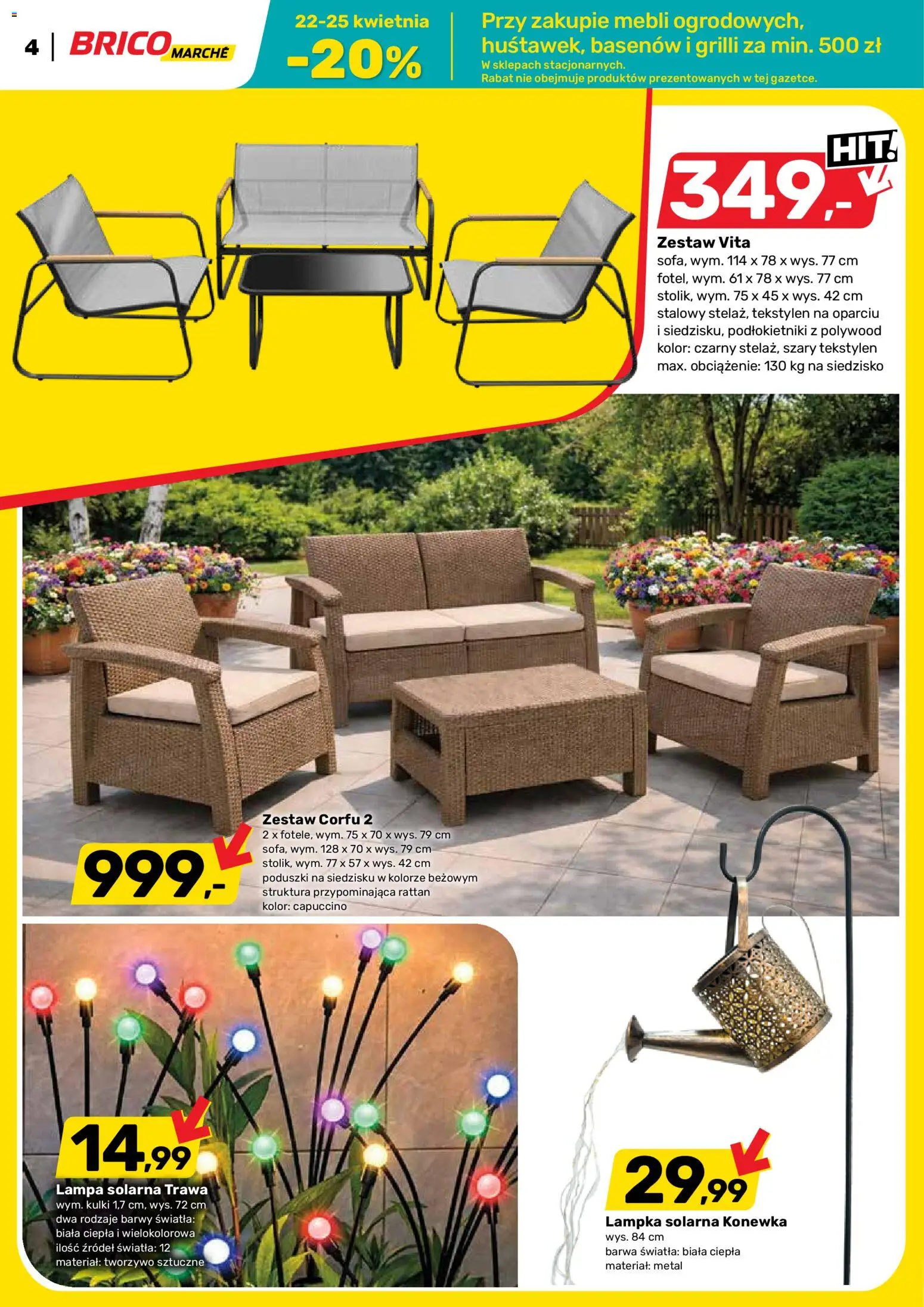 Brico Marché gazetka od 22.04.2026 | Strona: 4 | Produkty: Lampa solarna, Lampa