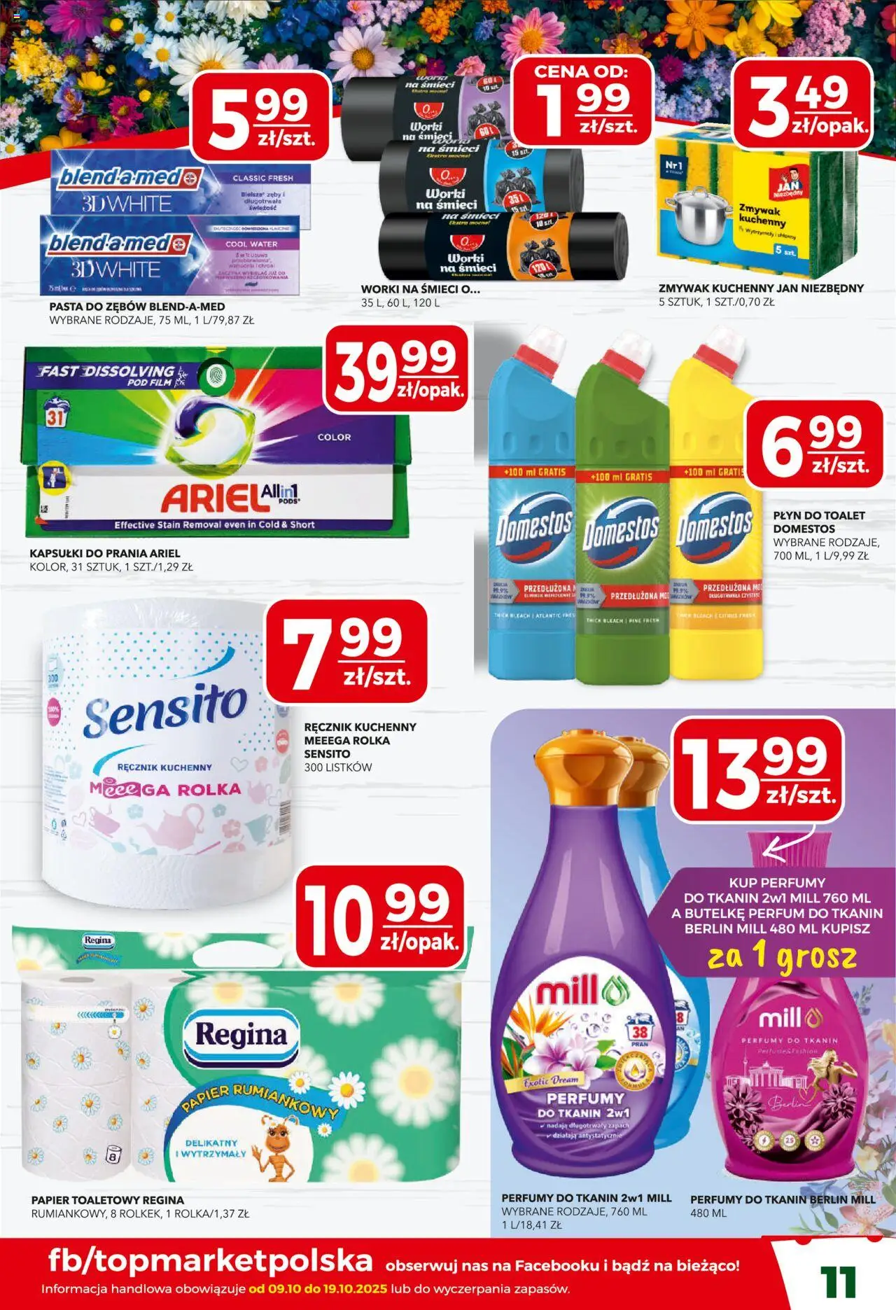 Top Market Gazetka od 09.10.2025 | Strona: 11 | Produkty: Papier toaletowy, Domestos, Zapach, Pasta do zębów