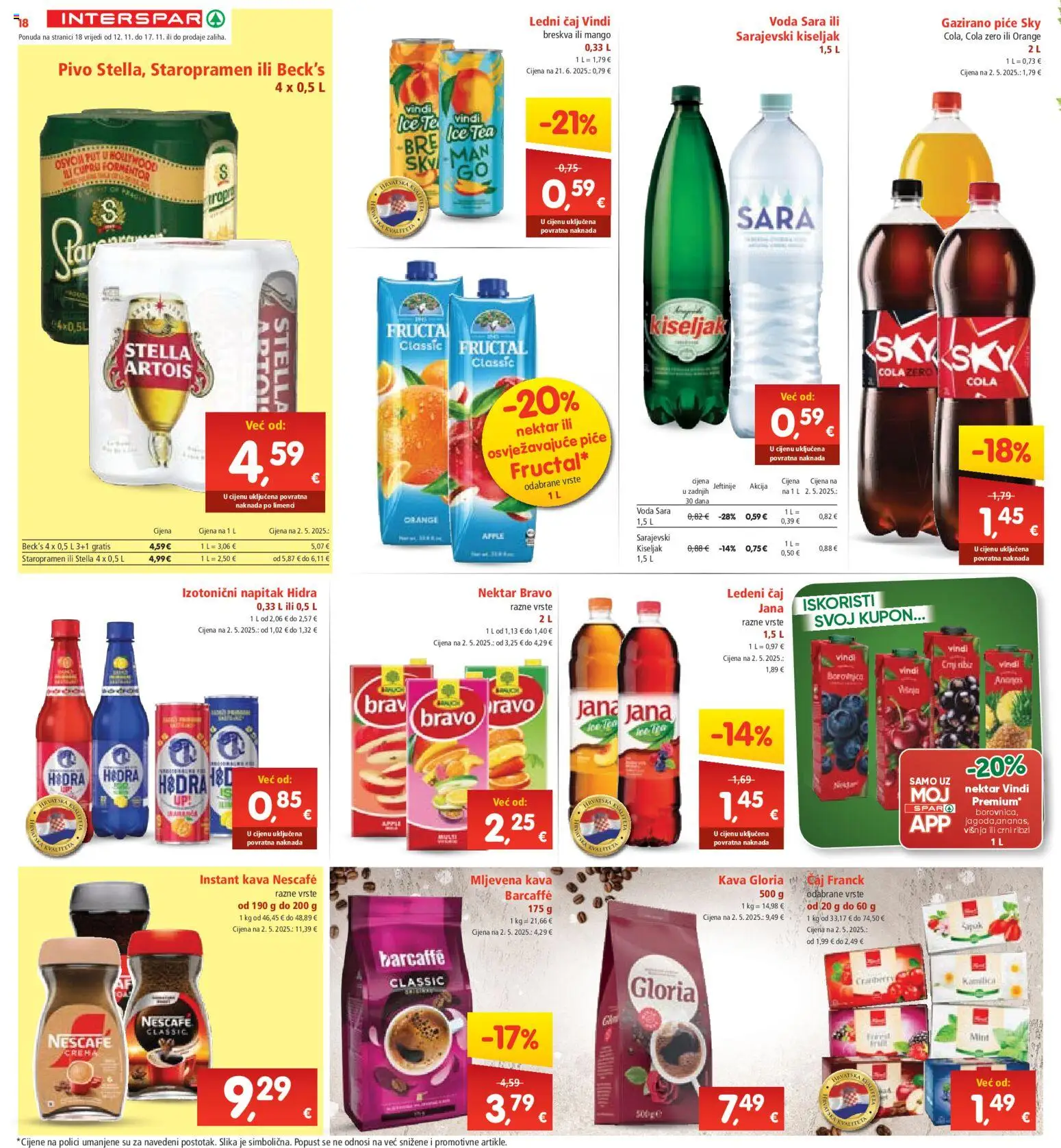 Interspar katalog | vrijedi od 12.11.2025 | Stranica: 23 | Proizvodi: Ledeni čaj, Barcaffe, Voda, Mango