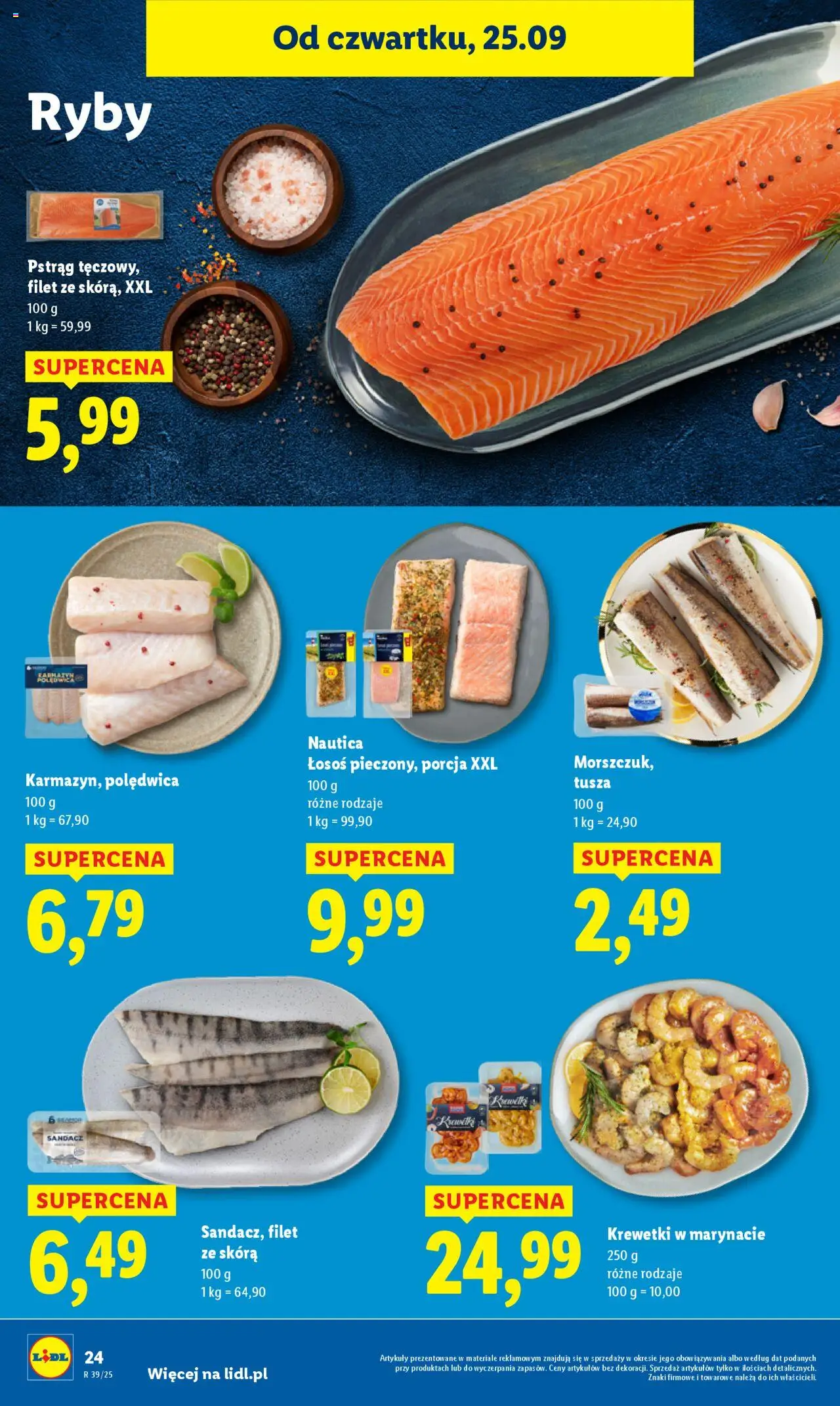 Lidl Gazetka od 25.09.2025 | Strona: 26 | Produkty: Krewetki, Sandacz, Pstrąg, Ryby