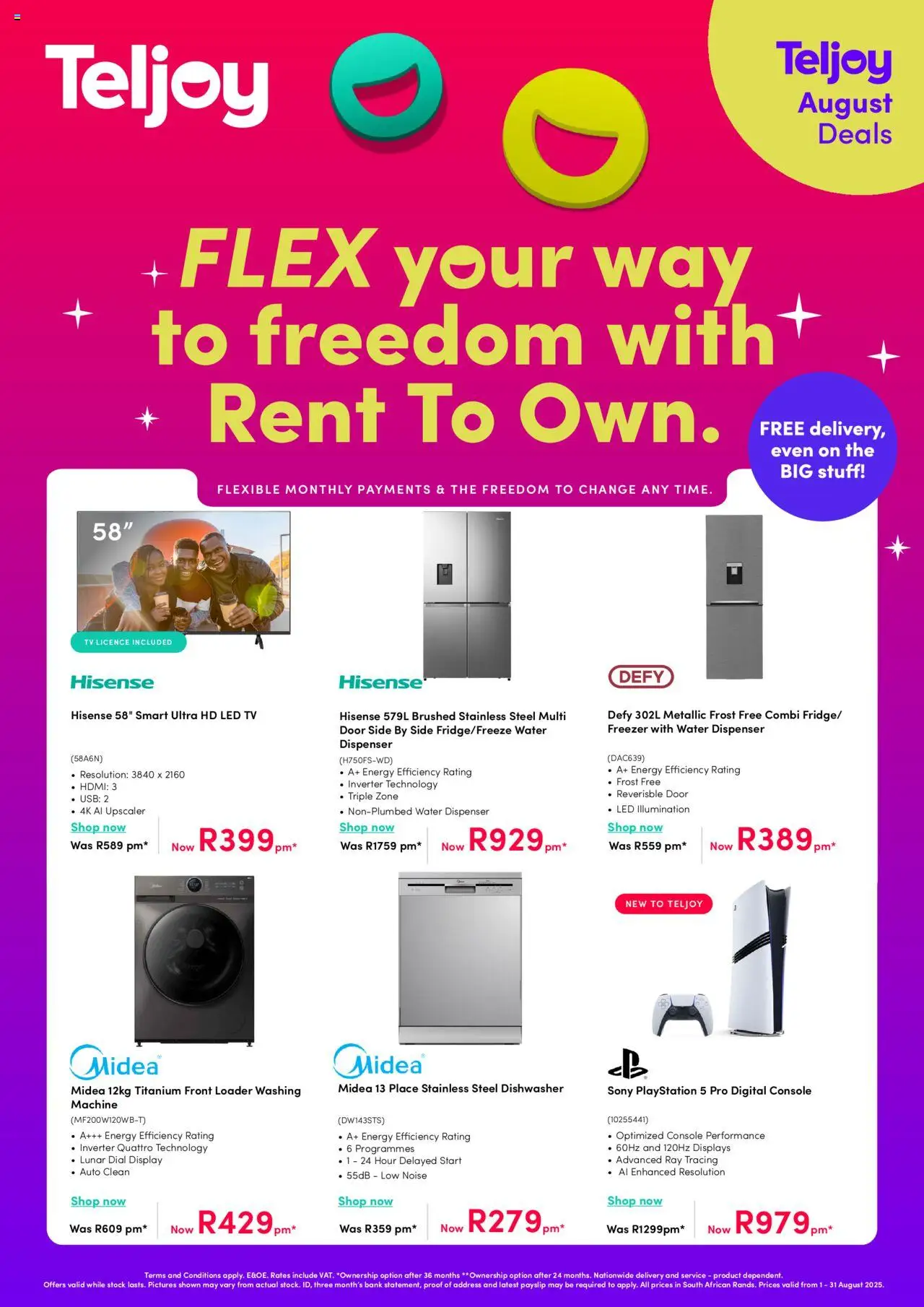 Teljoy Specials │ valid from 01.08.2025 | Page: 1 | Products: Playstation, USB, Dishwasher, Stock