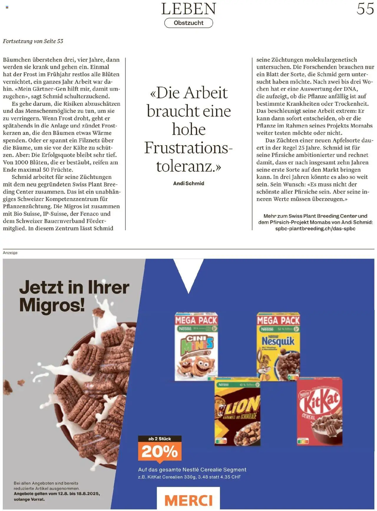 Migros - Magazin ab 12.08.2025 | Seite: 55 | Produkte: Insgesamt, Schokolade