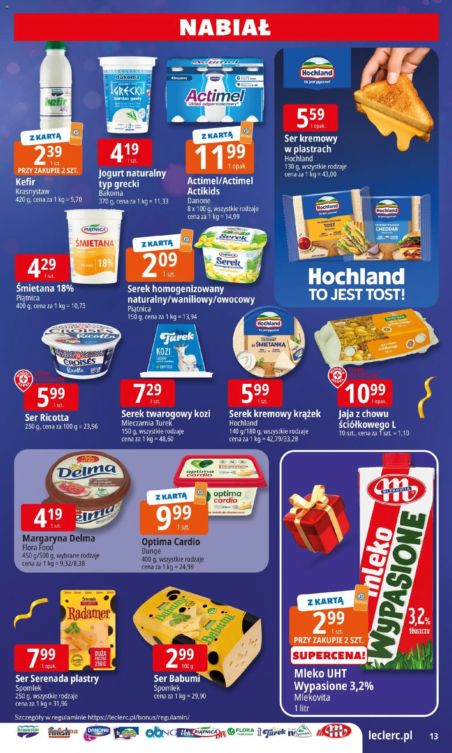 E.Leclerc Gazetka - Zielona Góra prezenty od 02.12.2025 | Strona: 15 | Produkty: Kefir, Serek, Optima cardio, Jaja