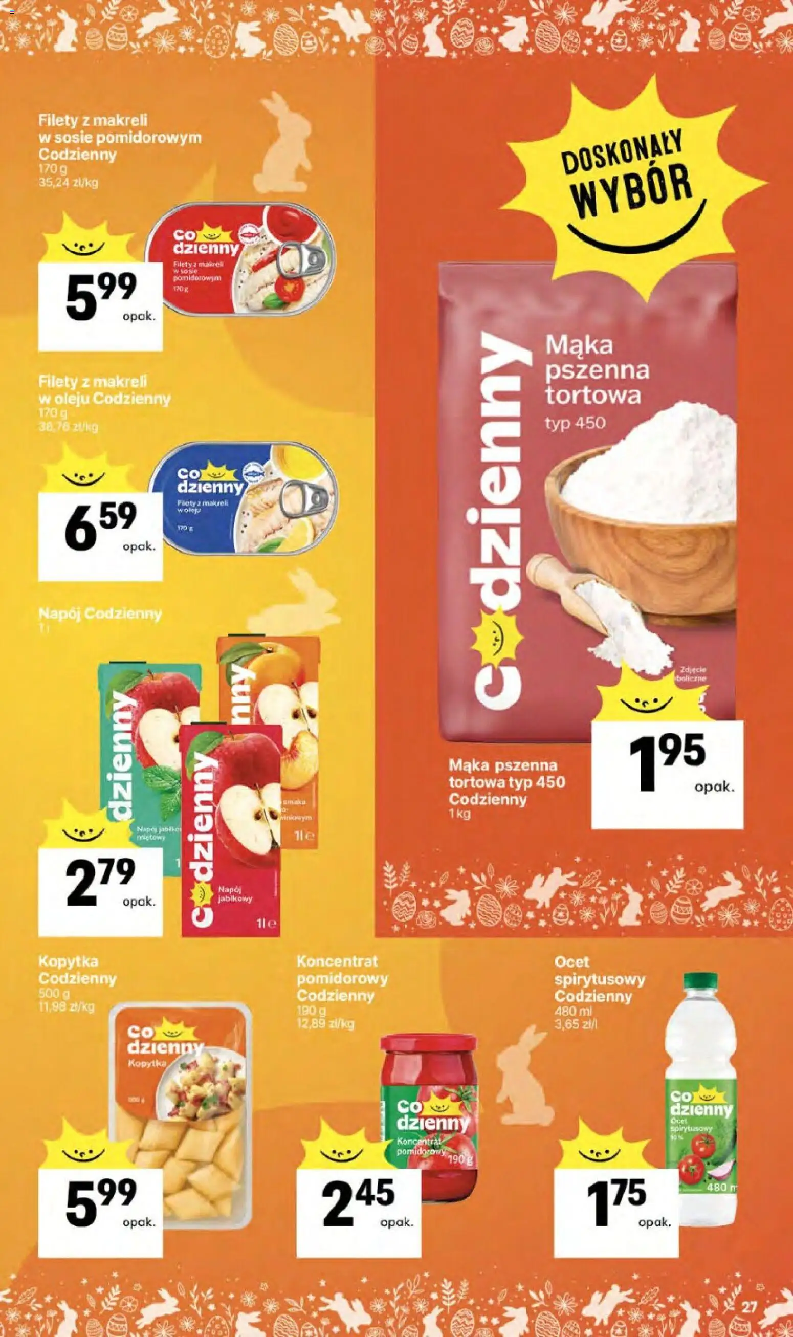 Delikatesy Centrum gazetka - Sklepy Własne od 02.04.2026 | Strona: 27 | Produkty: Ocet, Filety z makreli w sosie pomidorowym, Kopytka