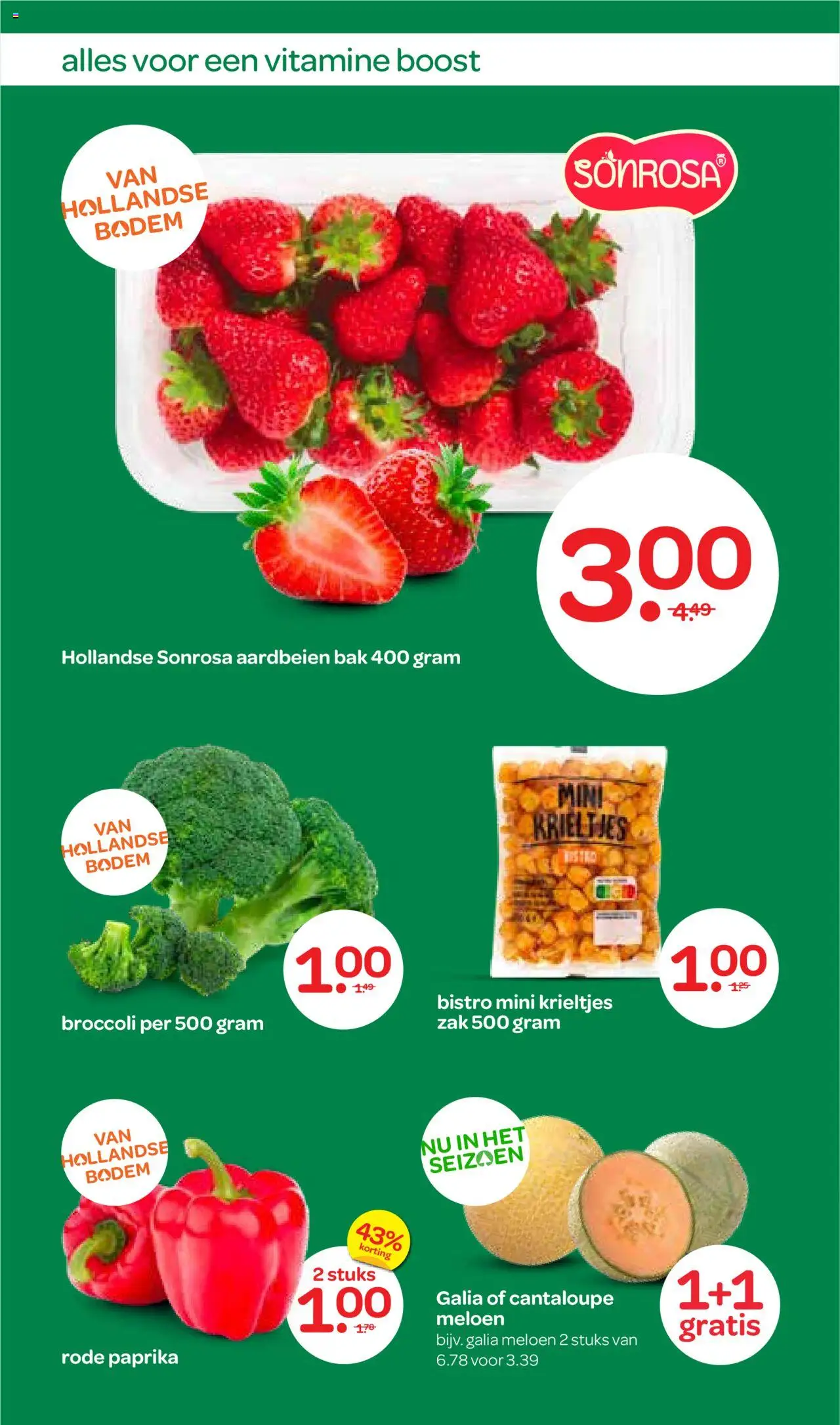  | Pagina: 8 | Producten: Meloen, Krieltjes, Kész piskótalap, Boost
