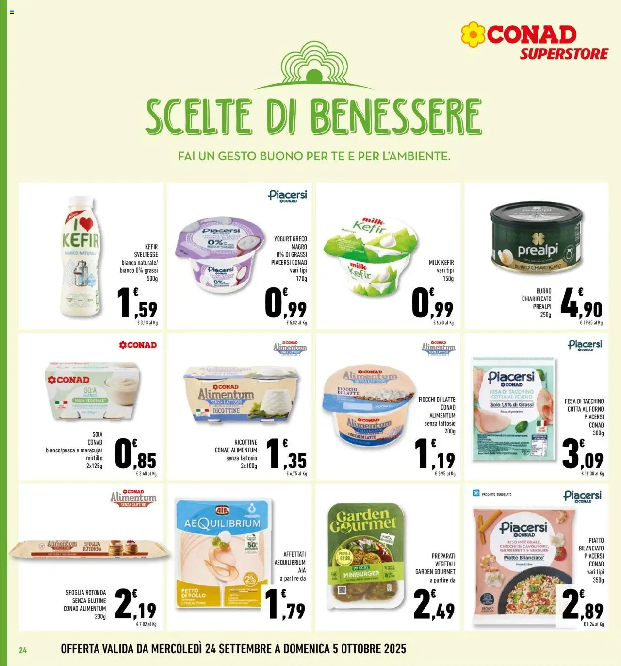 Volantino Conad del 24.09.2025 | Pagina: 24 | Prodotti: Fiocchi, Verdure, Tacchino, Piatto
