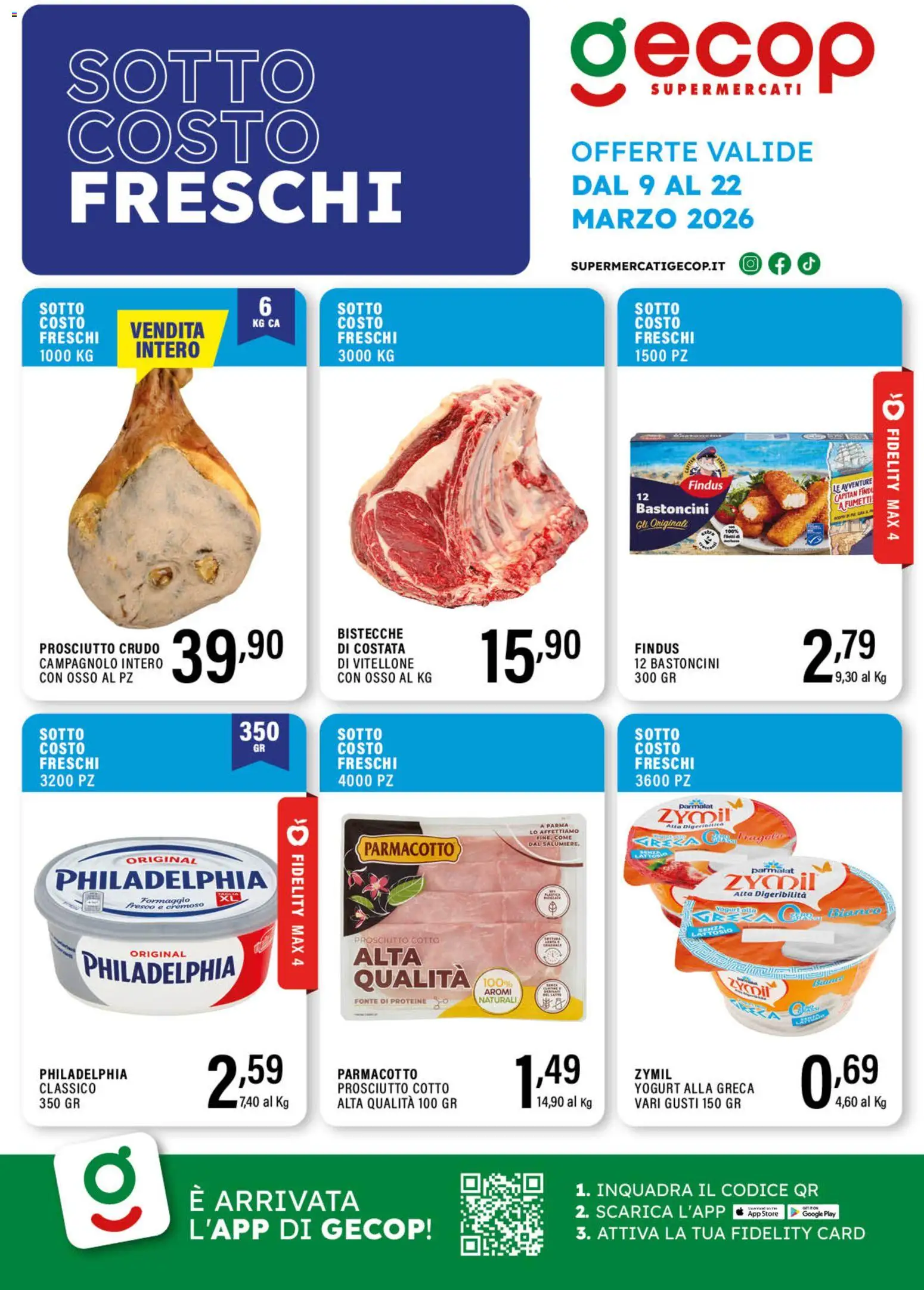 Volantino GECOP del 09.03.2026 | Pagina: 1 | Prodotti: Prosciutto Crudo, Yogurt, Formaggio, Prosciutto