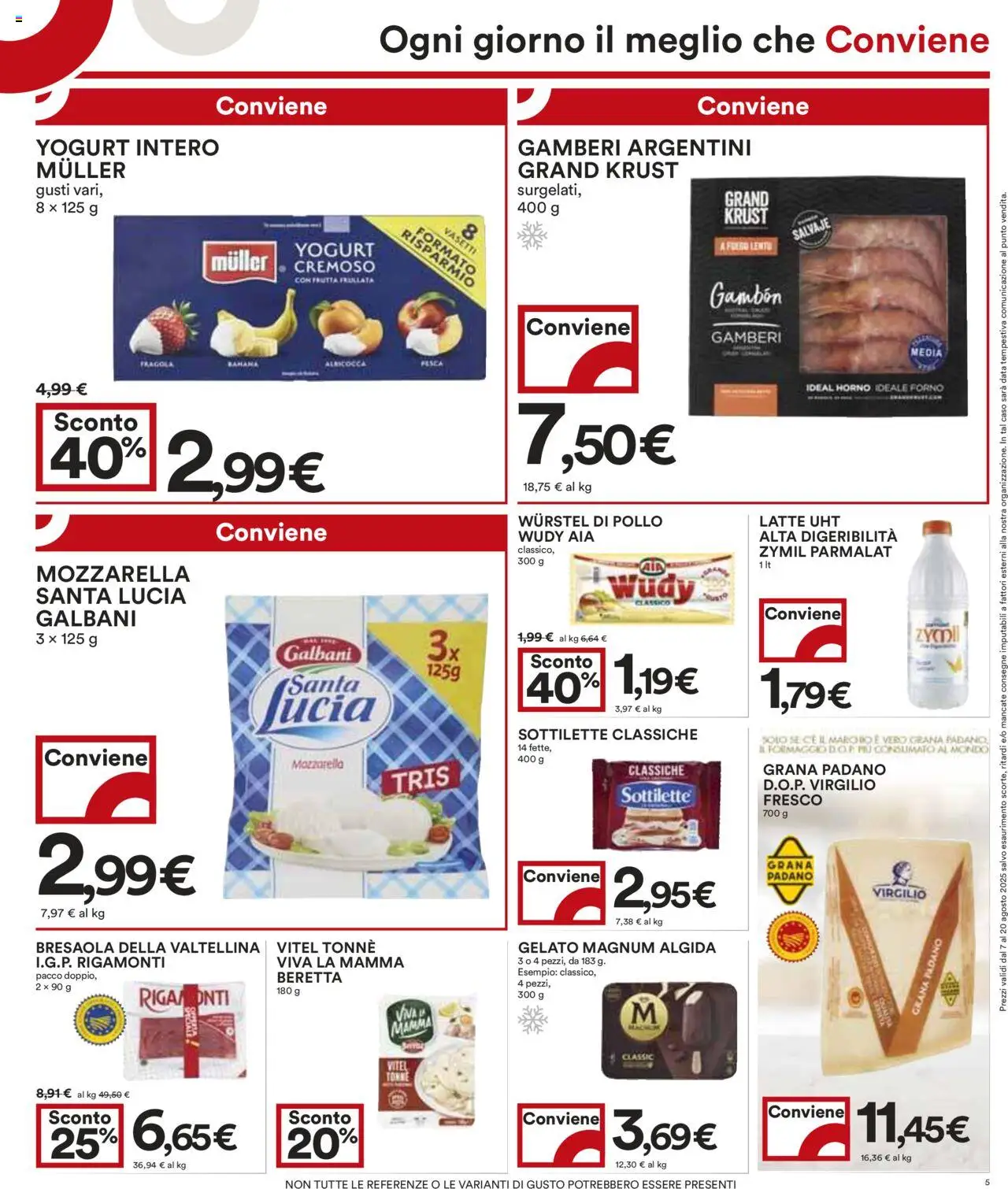 Volantino COOP del 07.08.2025 | Pagina: 5 | Prodotti: Pollo, Gamberi, Wurstel, Forno