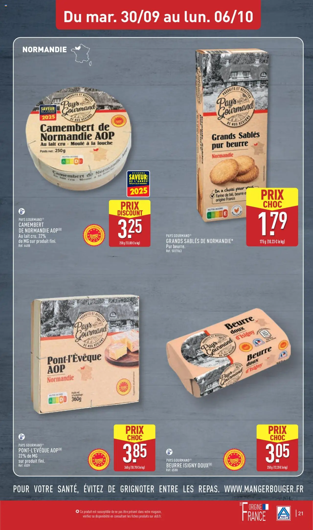  | Page: 23 | Produits: Poids, Farine, Camembert, Beurre doux