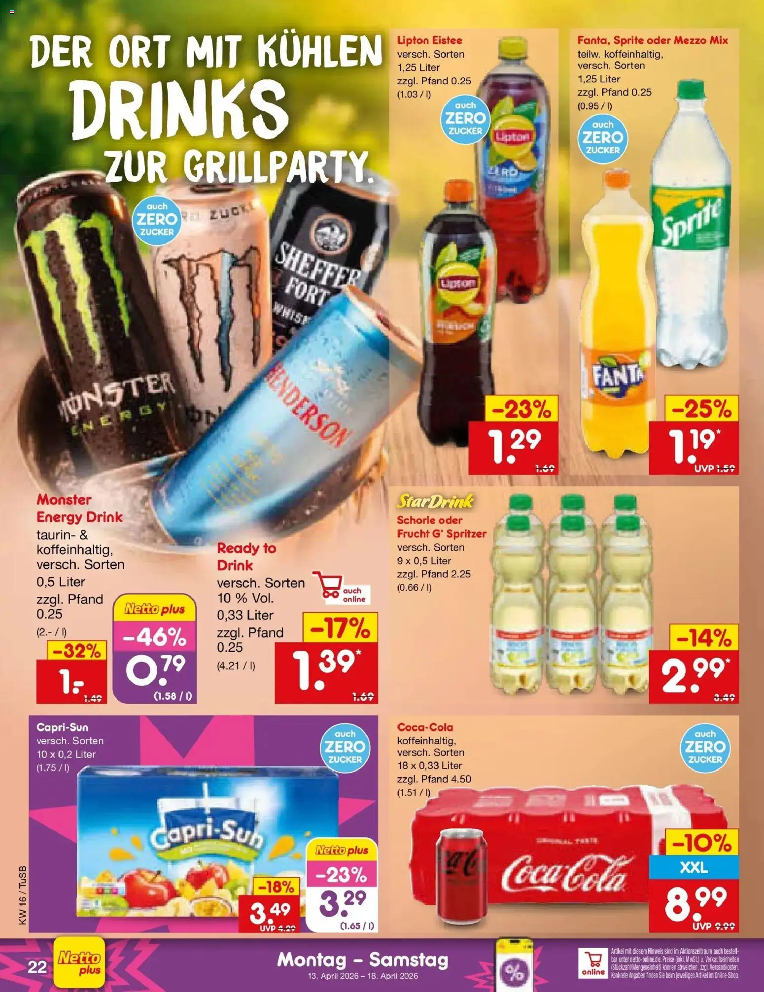 Netto Marken-Discount Prospekt Lahr-Langenwinkel	 – gültig ab 13.04.2026 | Seite: 19 | Produkte: Fanta, Cola, Zucker, Oder mezzo mix