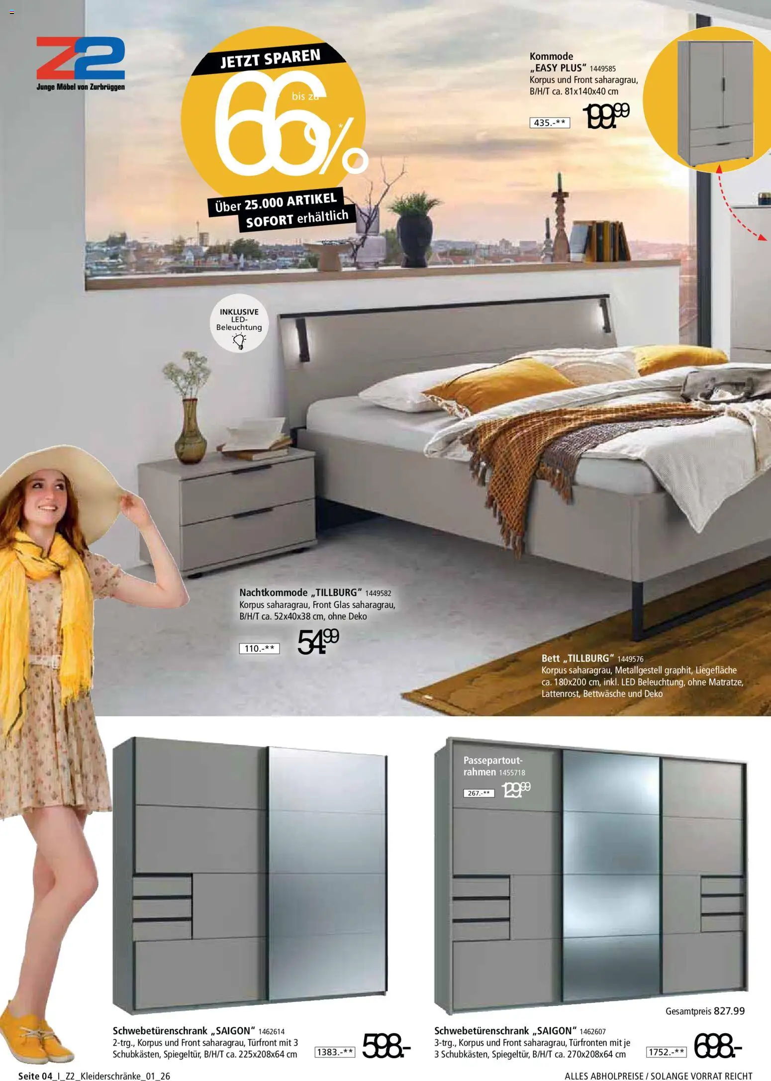 Zurbrüggen Prospekt 	 – gültig ab 24.01.2026 | Seite: 4 | Produkte: Bett, Kommode, Schwebetürenschrank, Bettwäsche