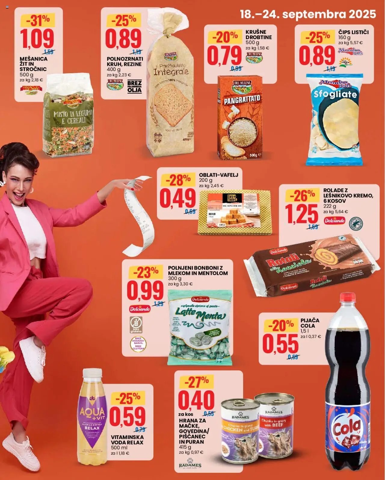 Novi Eurospin katalog ponudbe – veljaven od 18.09.2025 | Stran: 3 | Izdelki: Bonboni, Kos, Cips, Voda