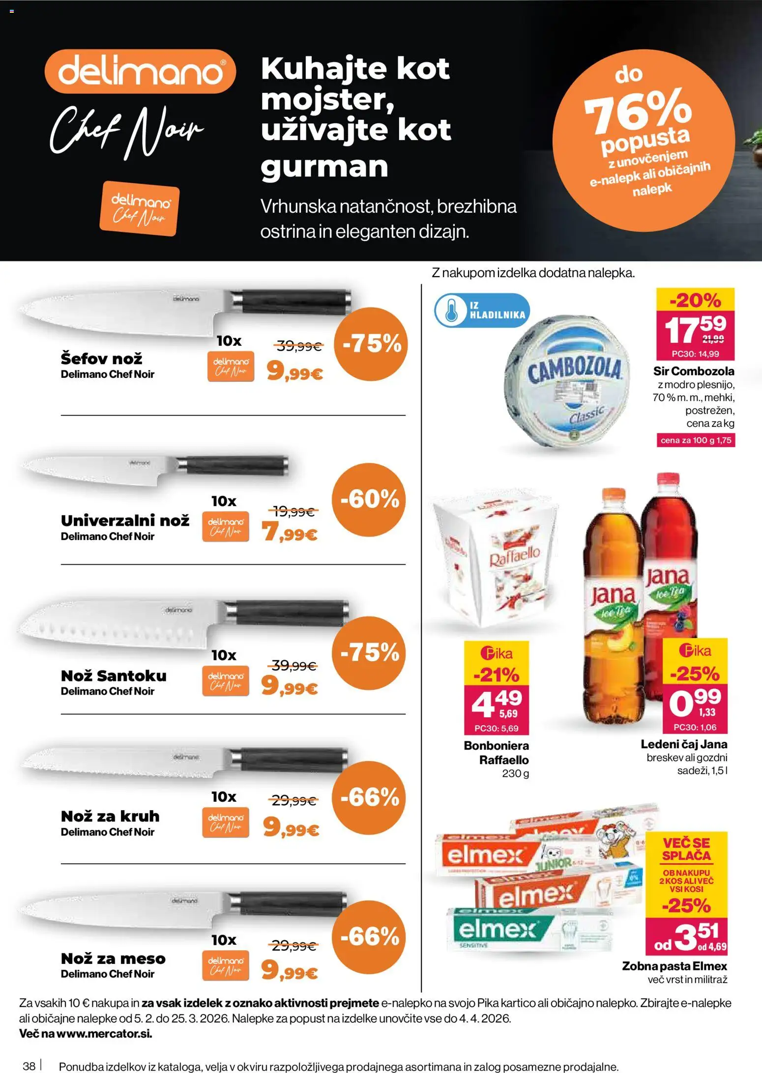Novi Mercator katalog ponudbe – veljaven od 19.03.2026 | Stran: 38 | Izdelki: Kos, Ledeni čaj, Sir, Breskev