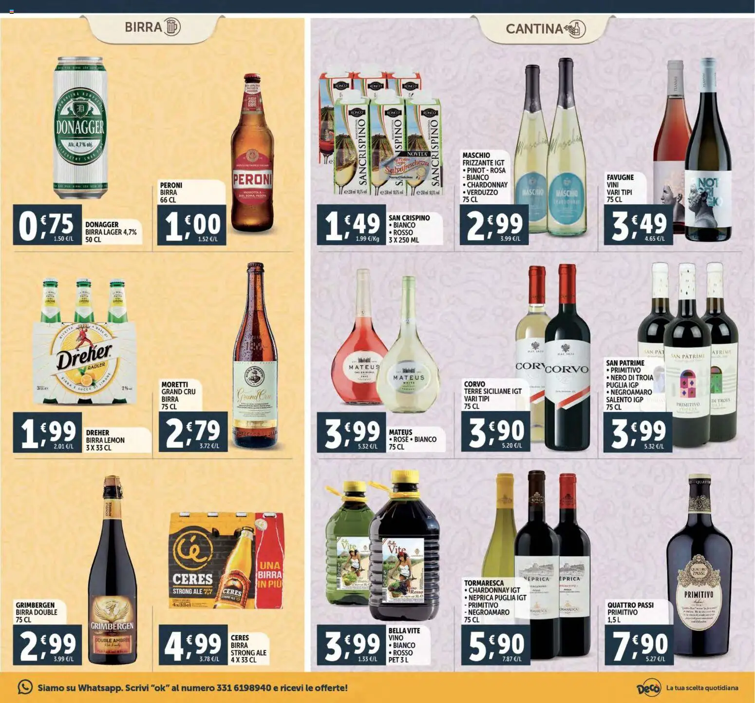 Volantino Decò del 02.12.2025 | Pagina: 25 | Prodotti: Birra, Vino, Ceres