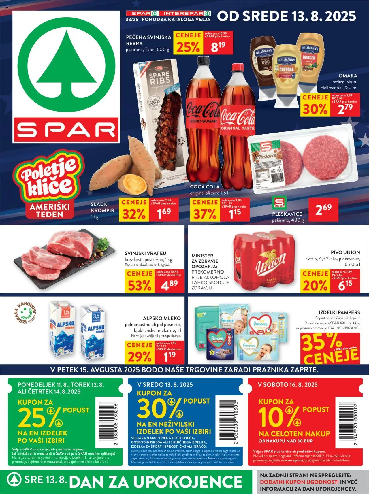 Spar katalog 33/25 │ velja od 13.08.2025 | Stran: 1 | Izdelki: Pivo, Cheddar, Krompir, Omaka