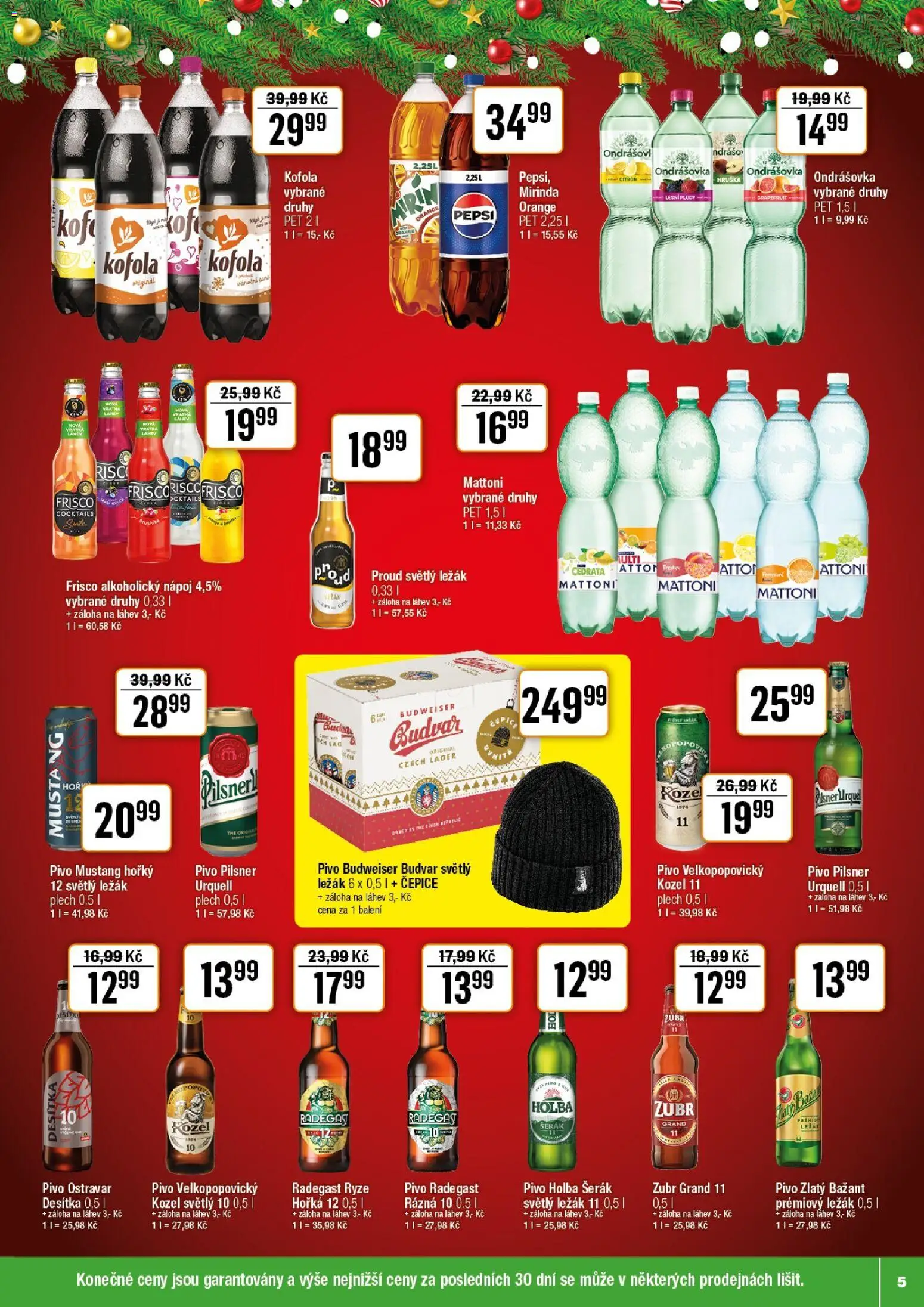 Tempo leták od 17.12.2025 | Strana: 5 | Produkty: Mattoni, Ondrášovka, Radegast, Pivo Ostravar