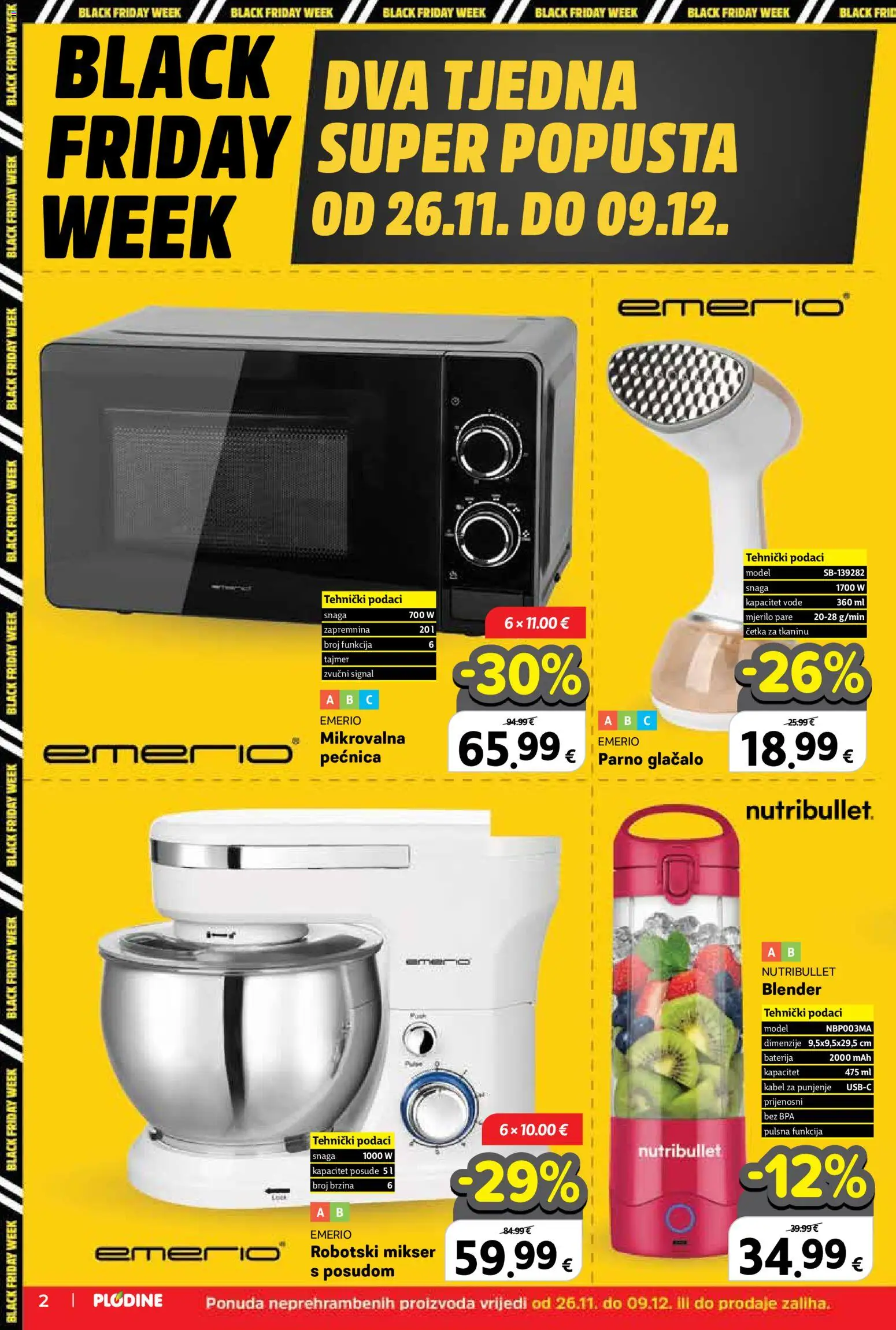 Plodine katalog | vrijedi od 26.11.2025 | Stranica: 2 | Proizvodi: Mikser, Baterija, Četka, Blender