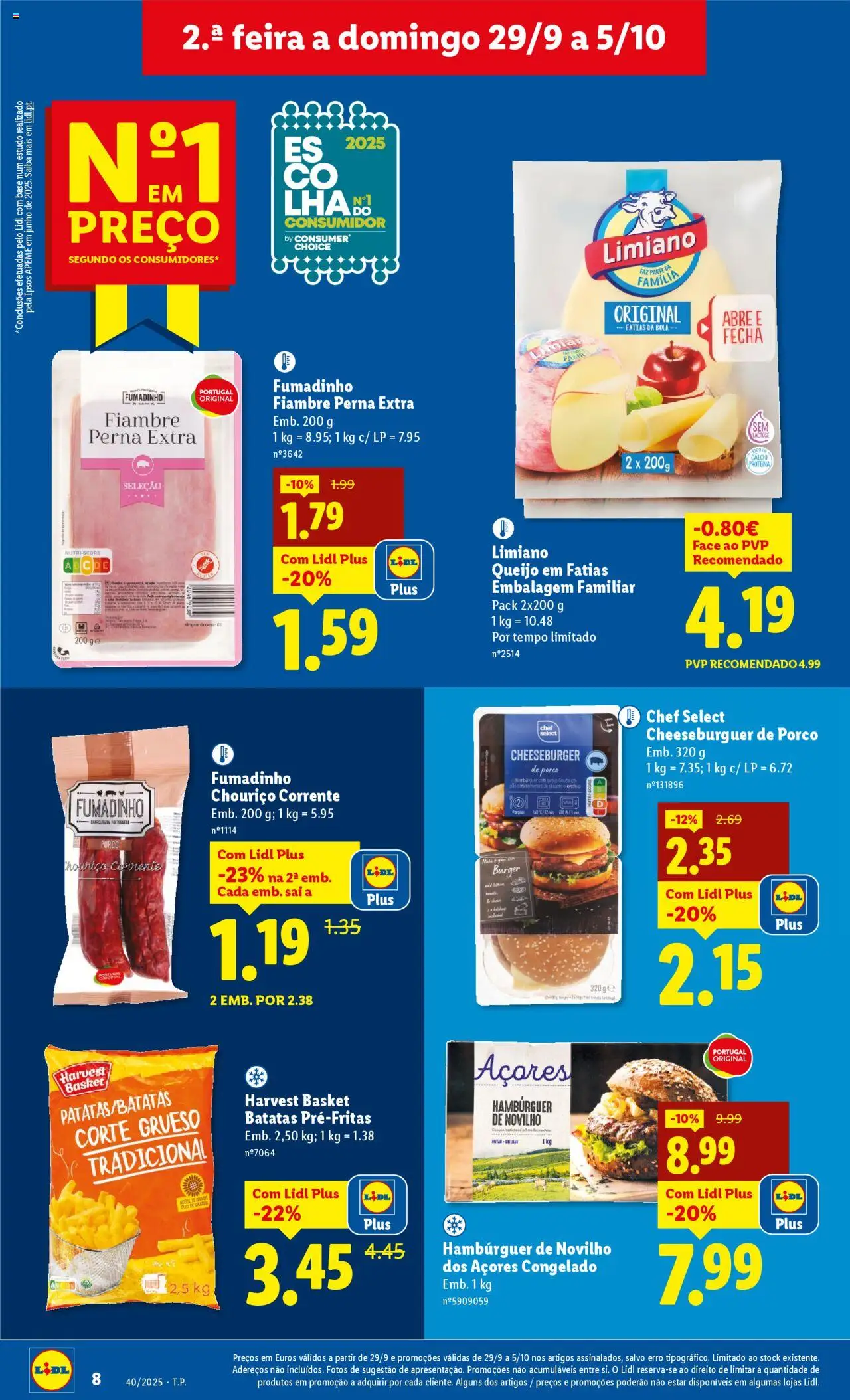 Lidl folheto │ válido de 29.09.2025 | Página: 8 | Produtos: Hambúrguer, Base, Queijo, Chouriço