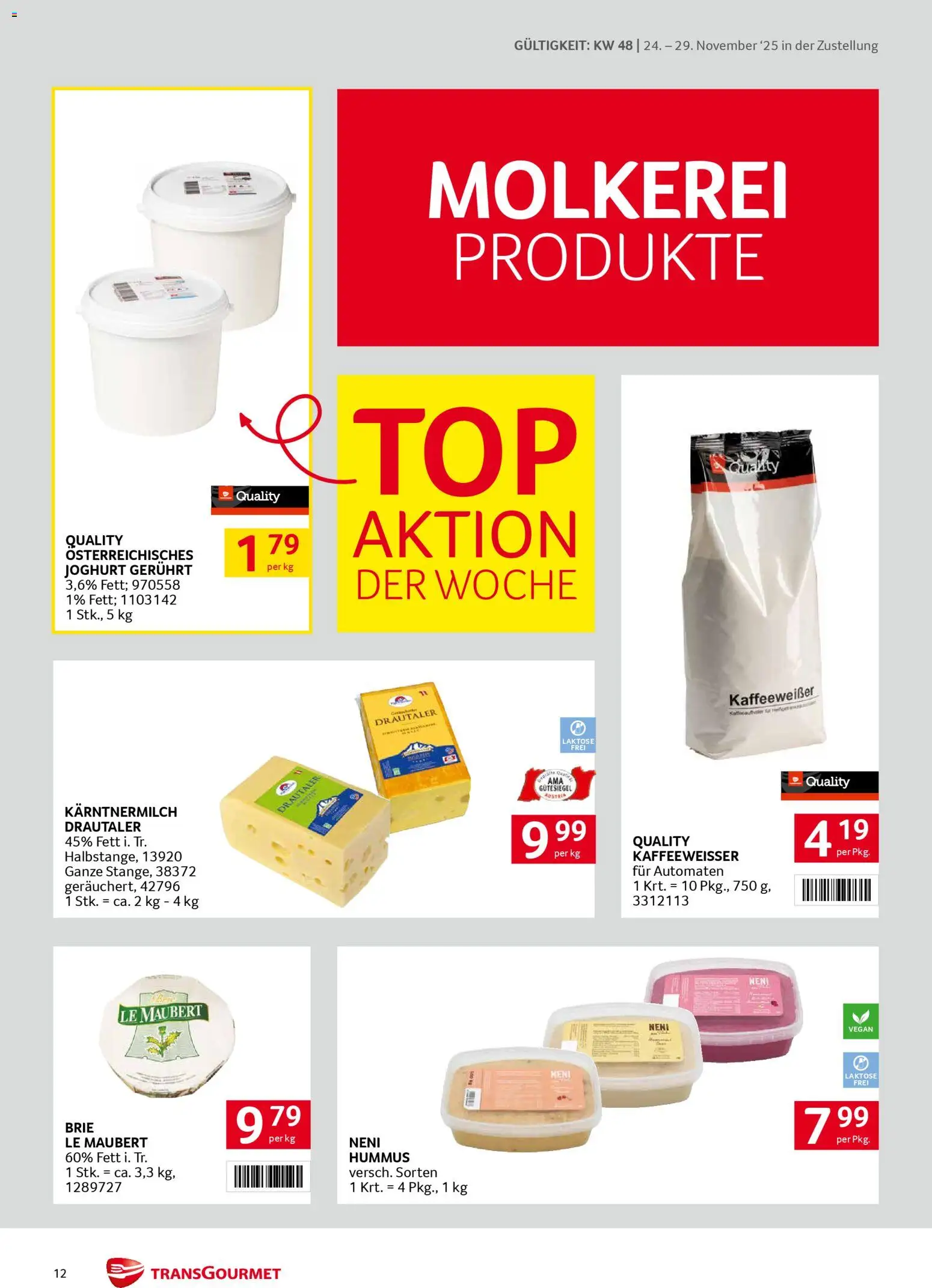 Transgourmet Zustellaktion gültig ab 24.11.2025 | Seite: 12 | Produkte: Joghurt