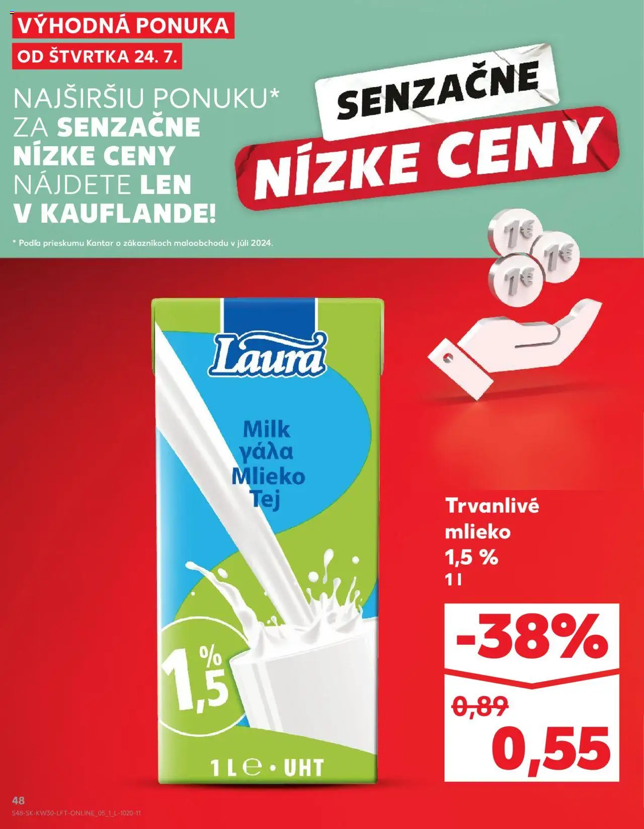 Kaufland Žilina │ platný od 24.07.2025 | Strana: 48 | Produkty: Mlieko, Trvanlivé mlieko