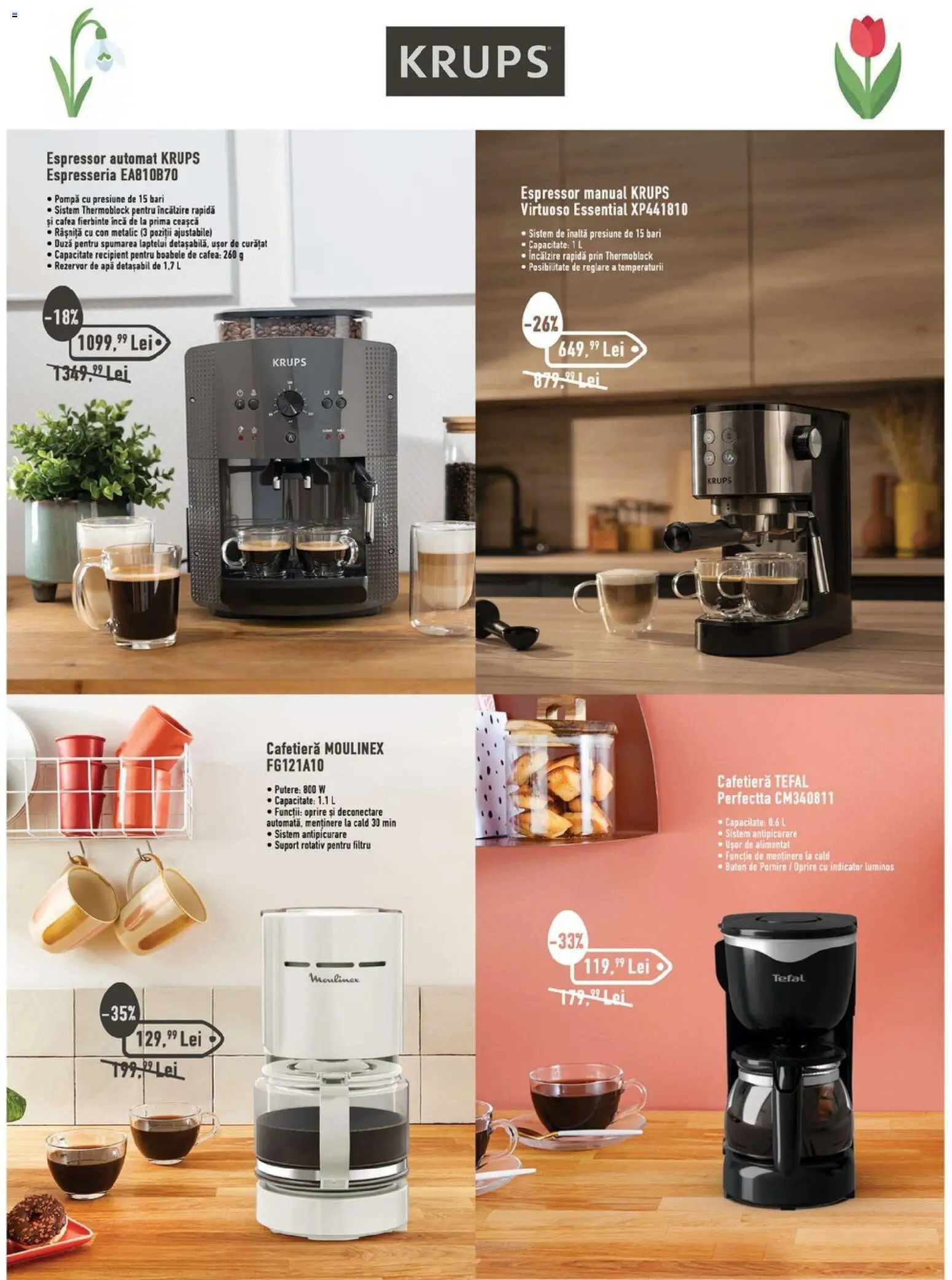 Noul catalog Carrefour – valabil de la 23.03.2026 | Pagină: 8 | Produse: Espressor, Cafetieră, Cafea, Apă