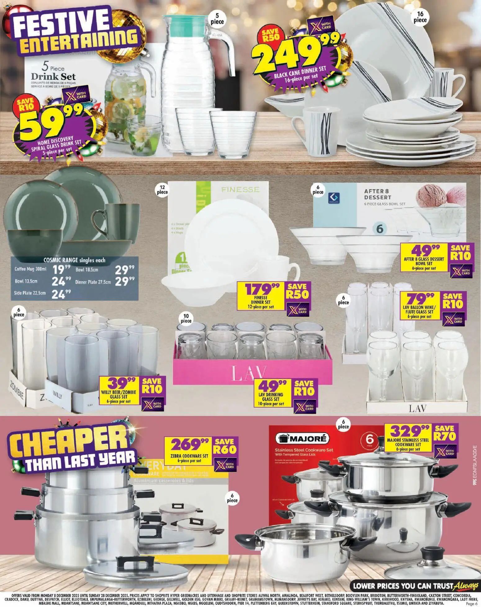 New Shoprite catalogue – valid from 08.12.2025 | Page: 6 | Products: Plate, Glass set, Cookware, Mug