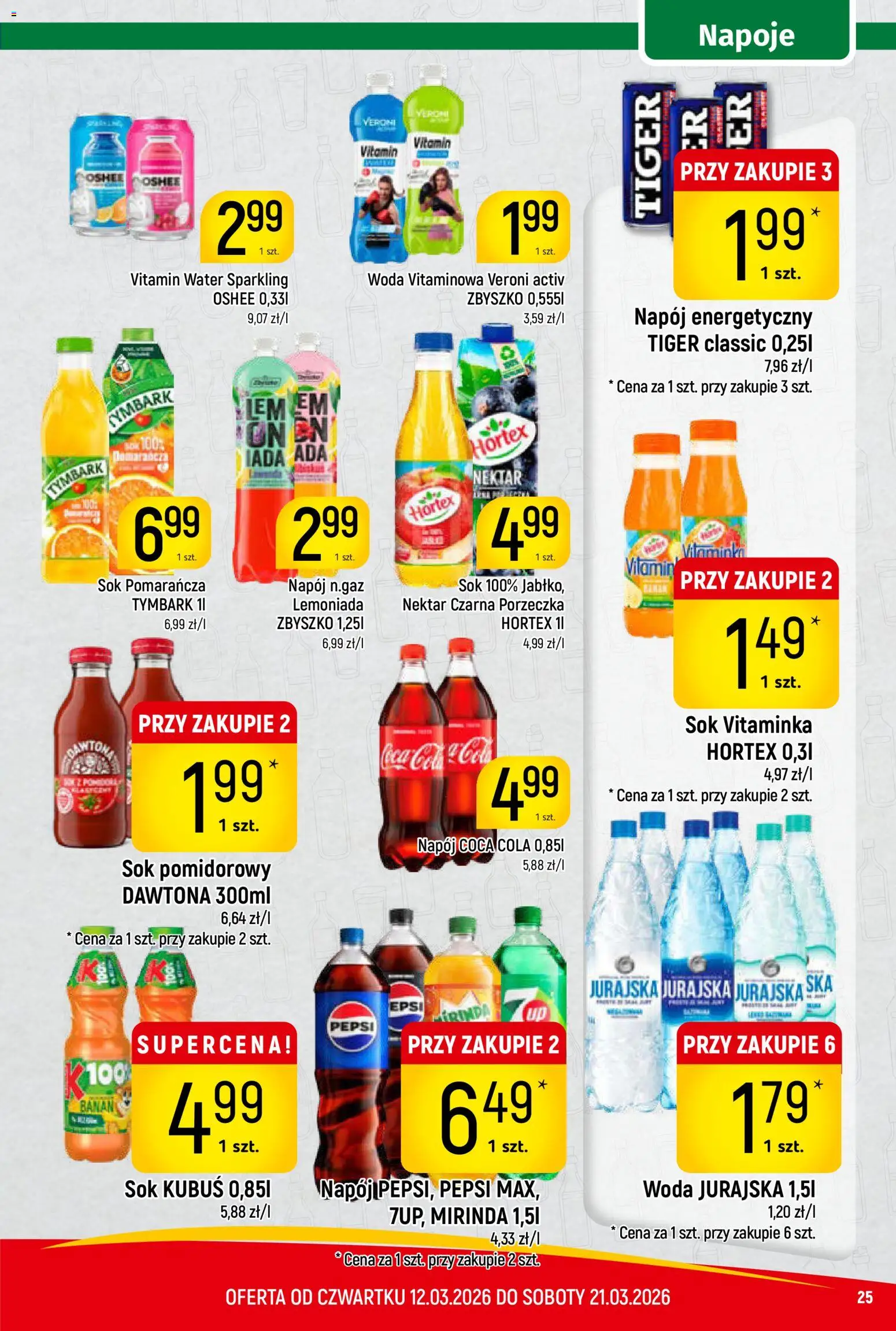 Piotruś Pan gazetka od 12.03.2026 | Strona: 25 | Produkty: Pepsi, Coca cola, Porzeczka, Woda
